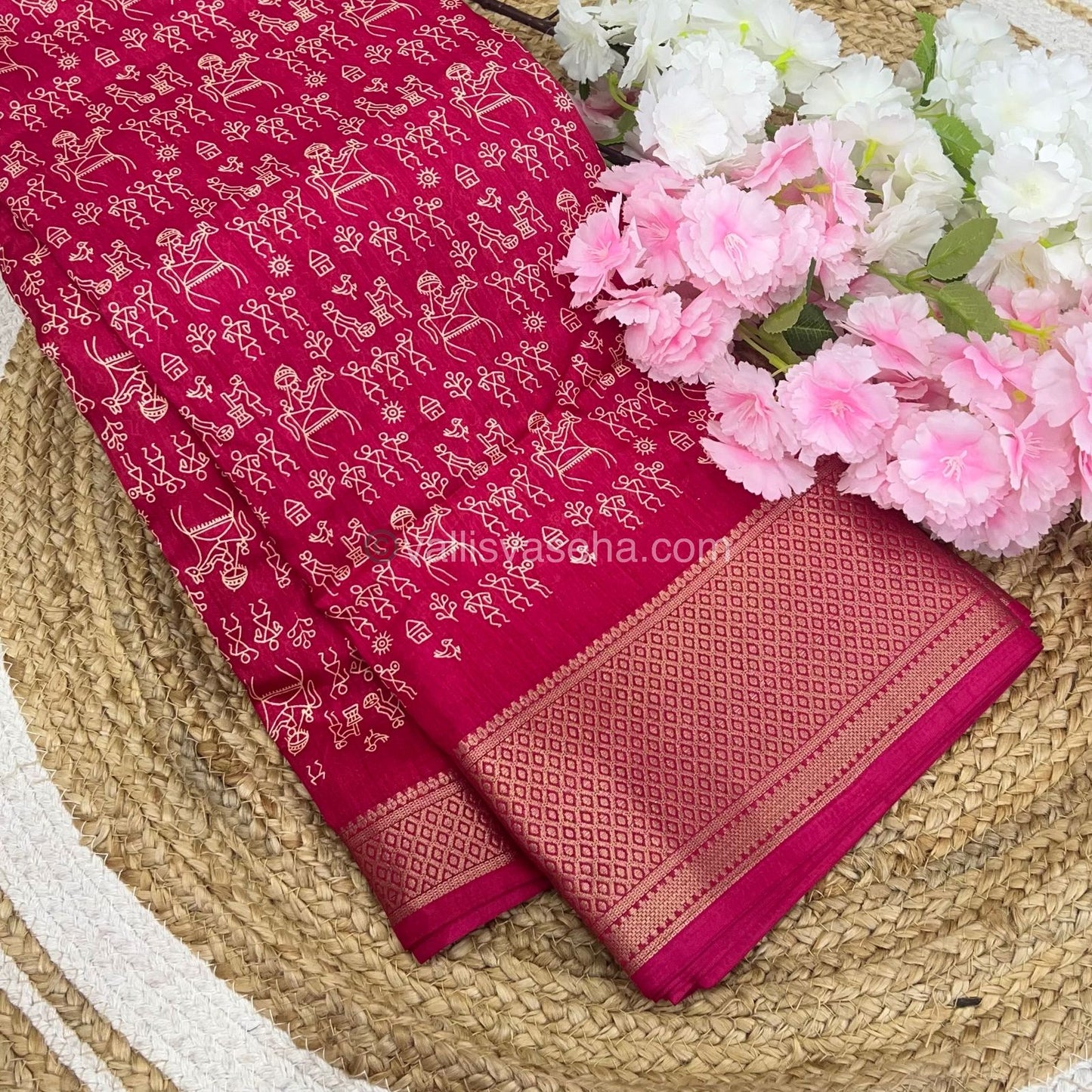 Semi Binny Silk - Varli Design - VVSBS003 - Dark Pink Shade