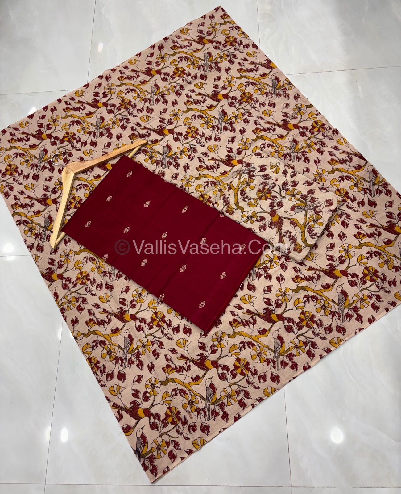 Unstitched Salwar Material -Raw Silk - Maroon Shade - VVUSM012