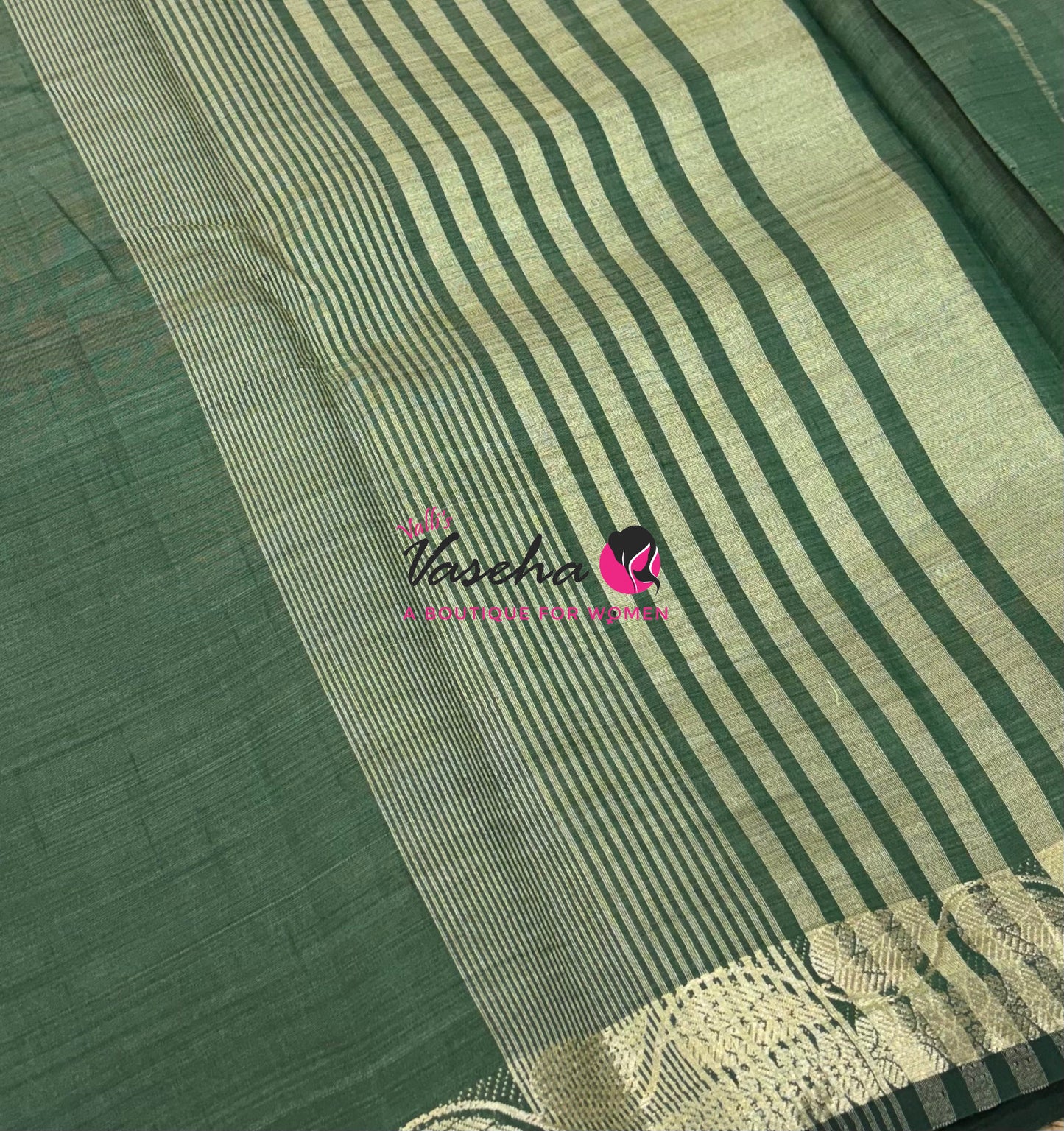 Semi Tussar Silk - Dark Green Shade - VVSTS003