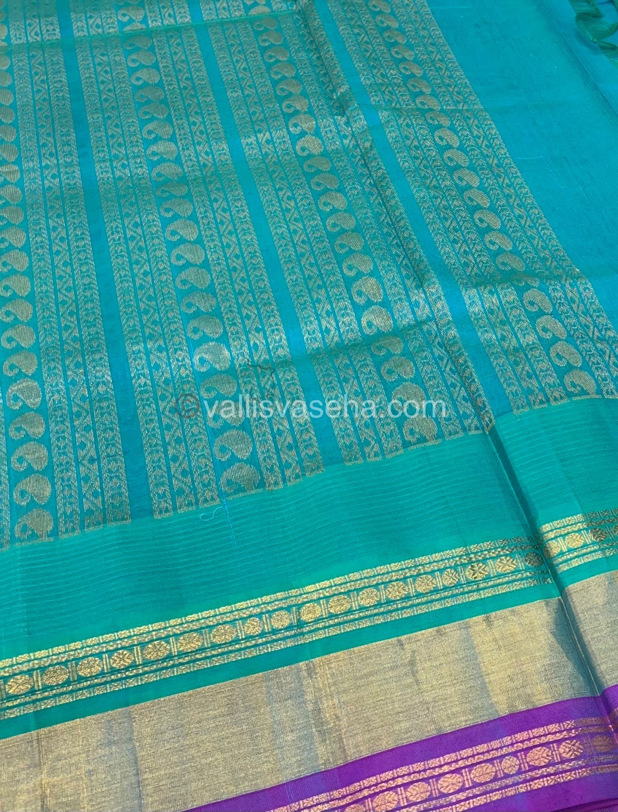 Pure Korvai Silk Cotton With Retta Petta Ganga Jamuna Border - VVKSC011