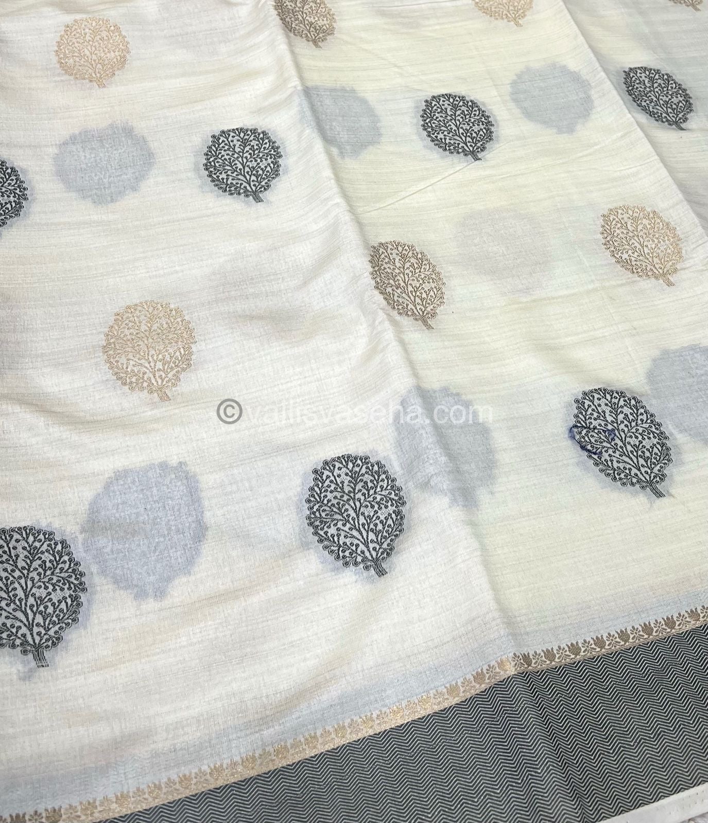 Semi Tussar Silk Saree - Cream shade - VVSTS009