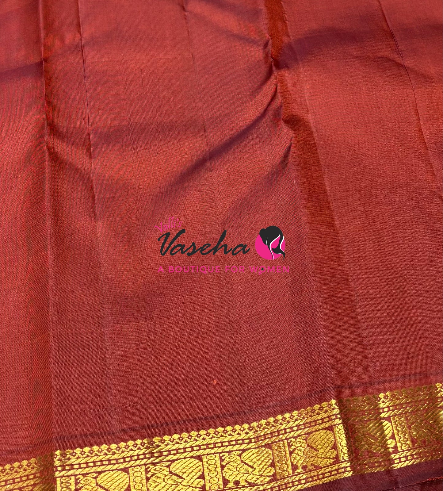 Pure Kanchipuram Silk Saree - Rust Orange & Wine Brown - VVPS086