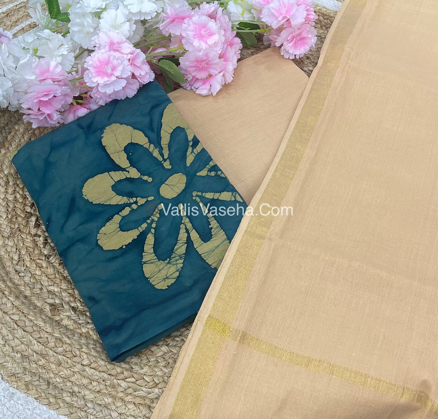 Salwar Material - Pure Cotton - Batik Design Set - VVUSM008