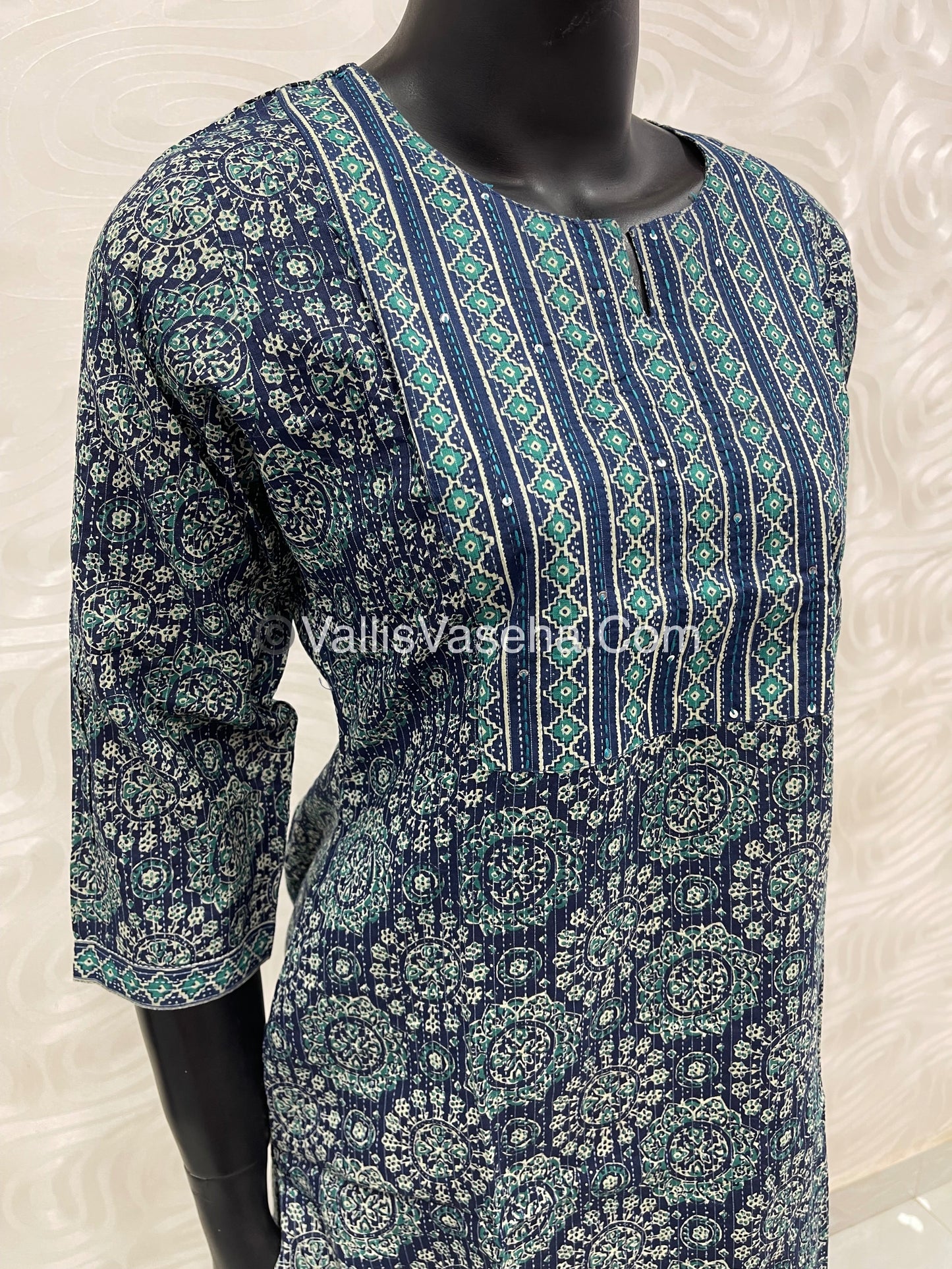Trendy Printed Cotton - Co-ord Set - Blue Shade - VVRCS001