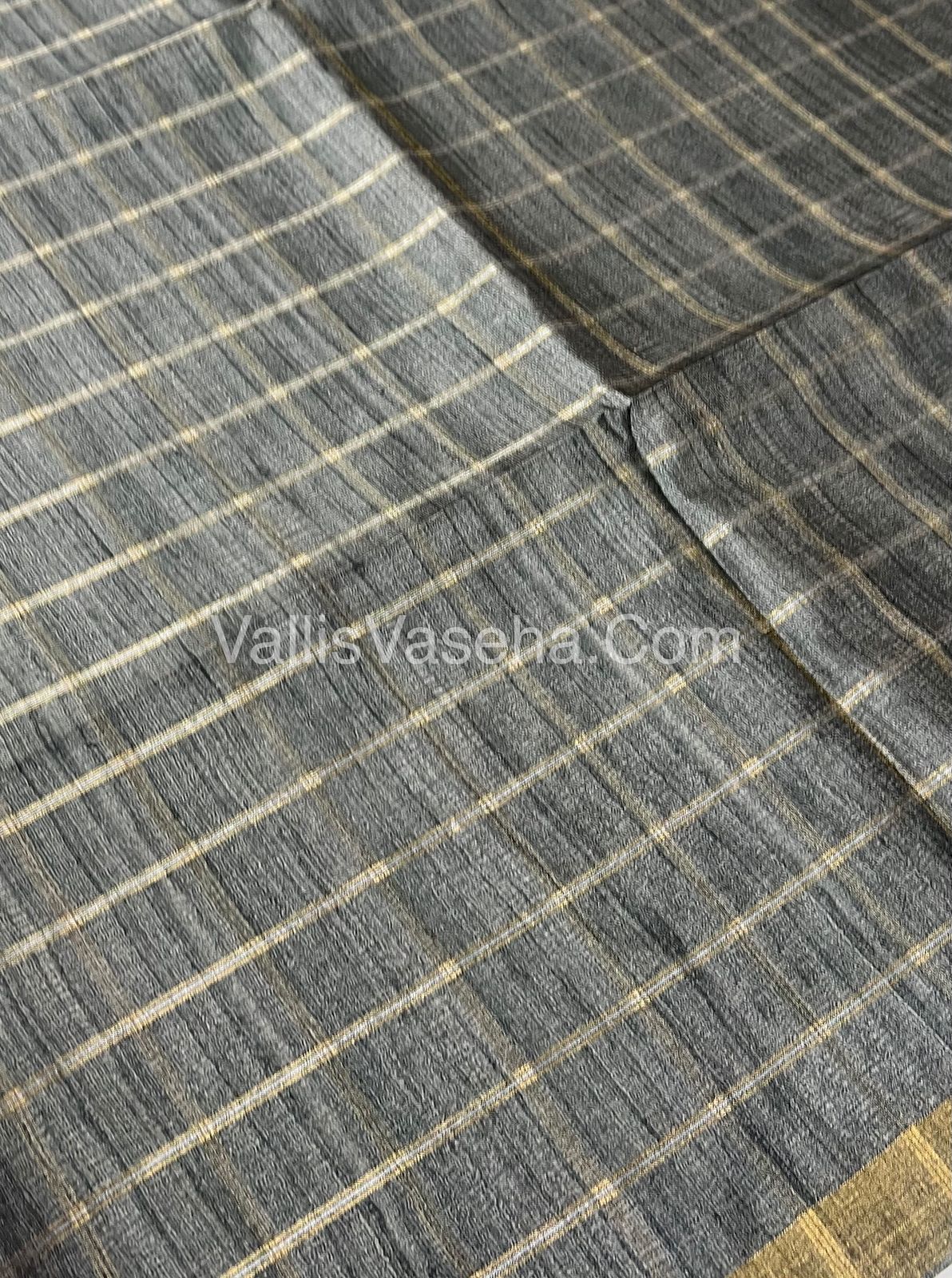 Semi Chanderi Saree - checks pattern - VVSCS004