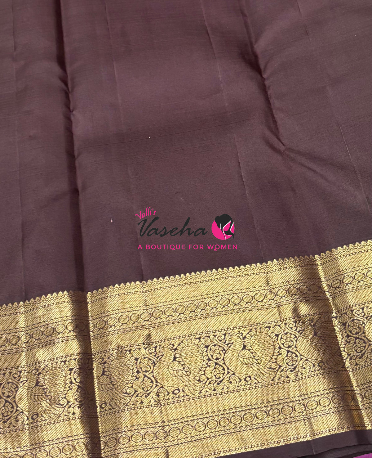 Pure Kanchipuram Silk Saree - Mustard Yellow With Brown - VVPS094