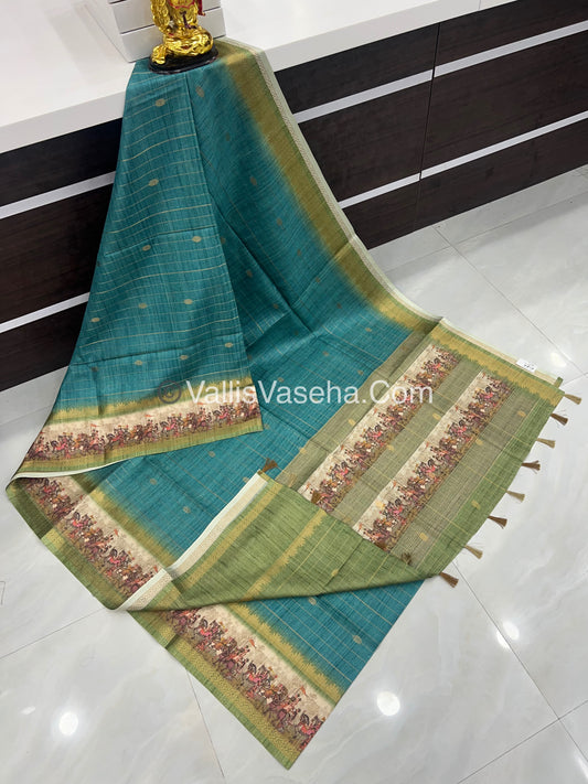 Semi Chanderi Saree - checks pattern - VVSCS004