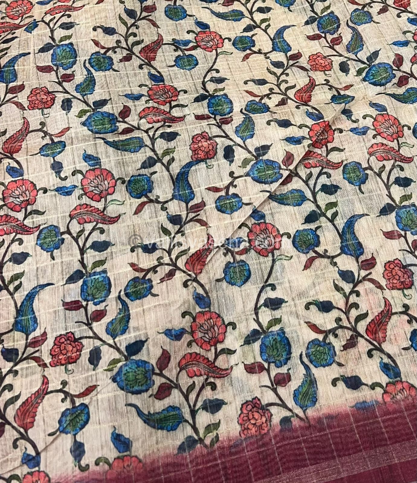 Semi Chanderi Saree - checks pattern - VVSCS002