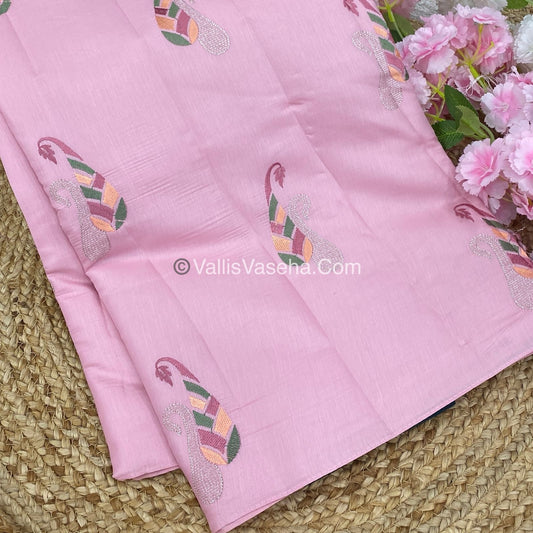 Butter Silk - Light Pink & Peacock Blue Combo - VVBS002