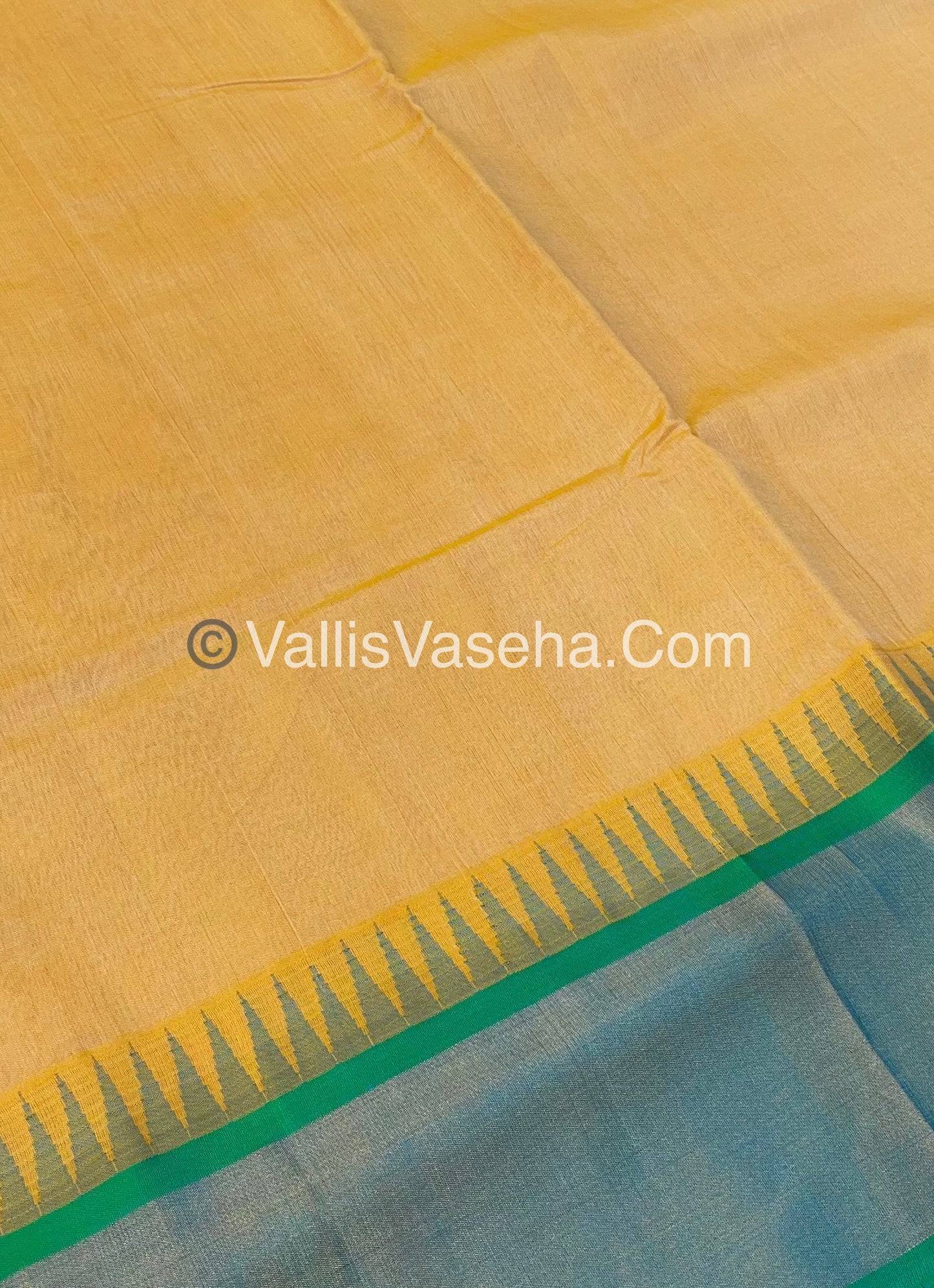 Pure Korvai Silk Cotton Saree - Temple border - VVKSC001