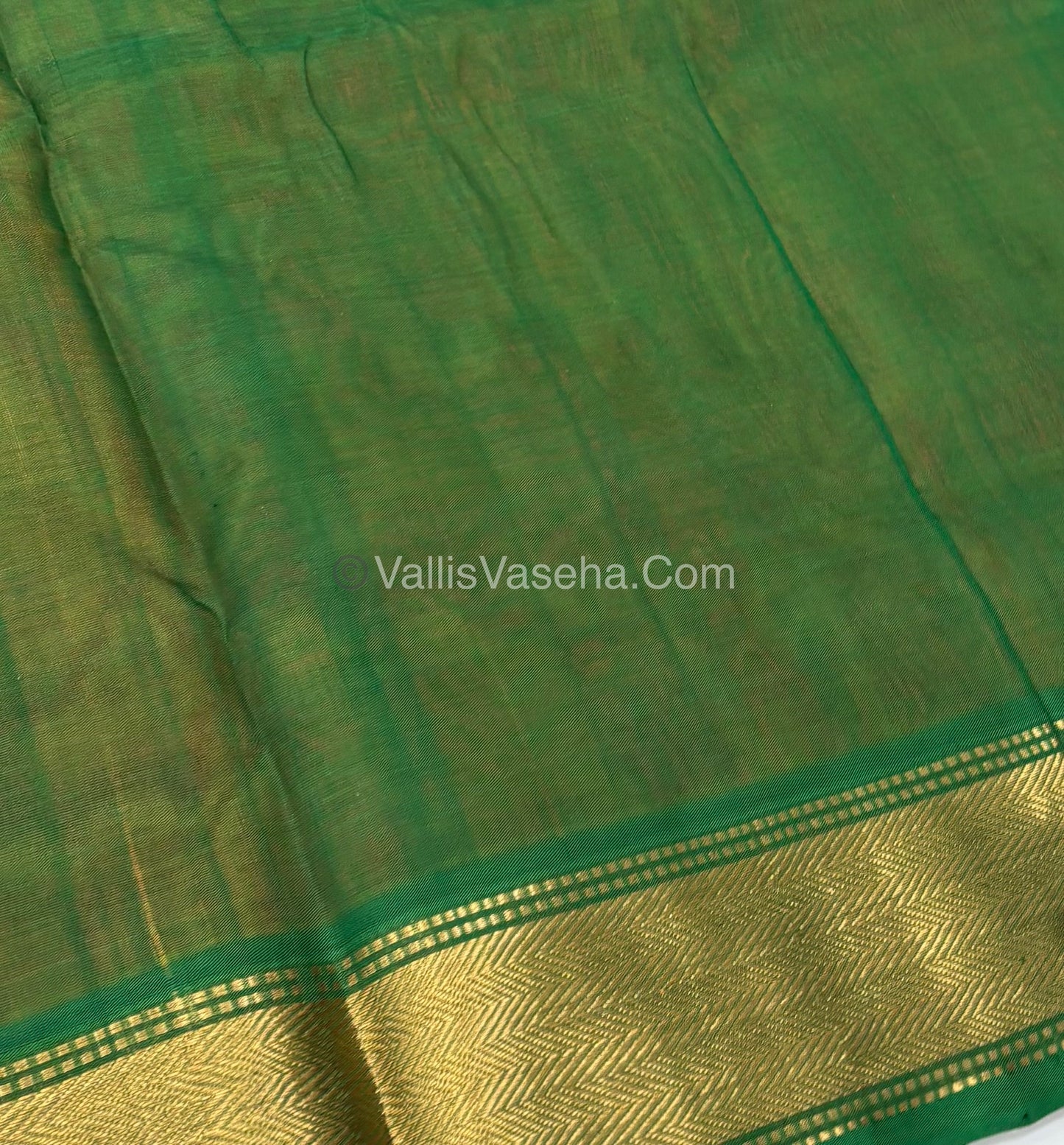 Pure Silk Cotton Sarees - Orangish Yellow & Green Shade - VVPSC008