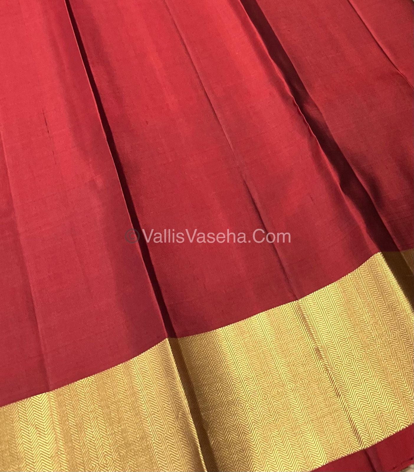 Pure Soft Silk Saree - Greyish Chiku & Merunish Red Combo - VVPSS036