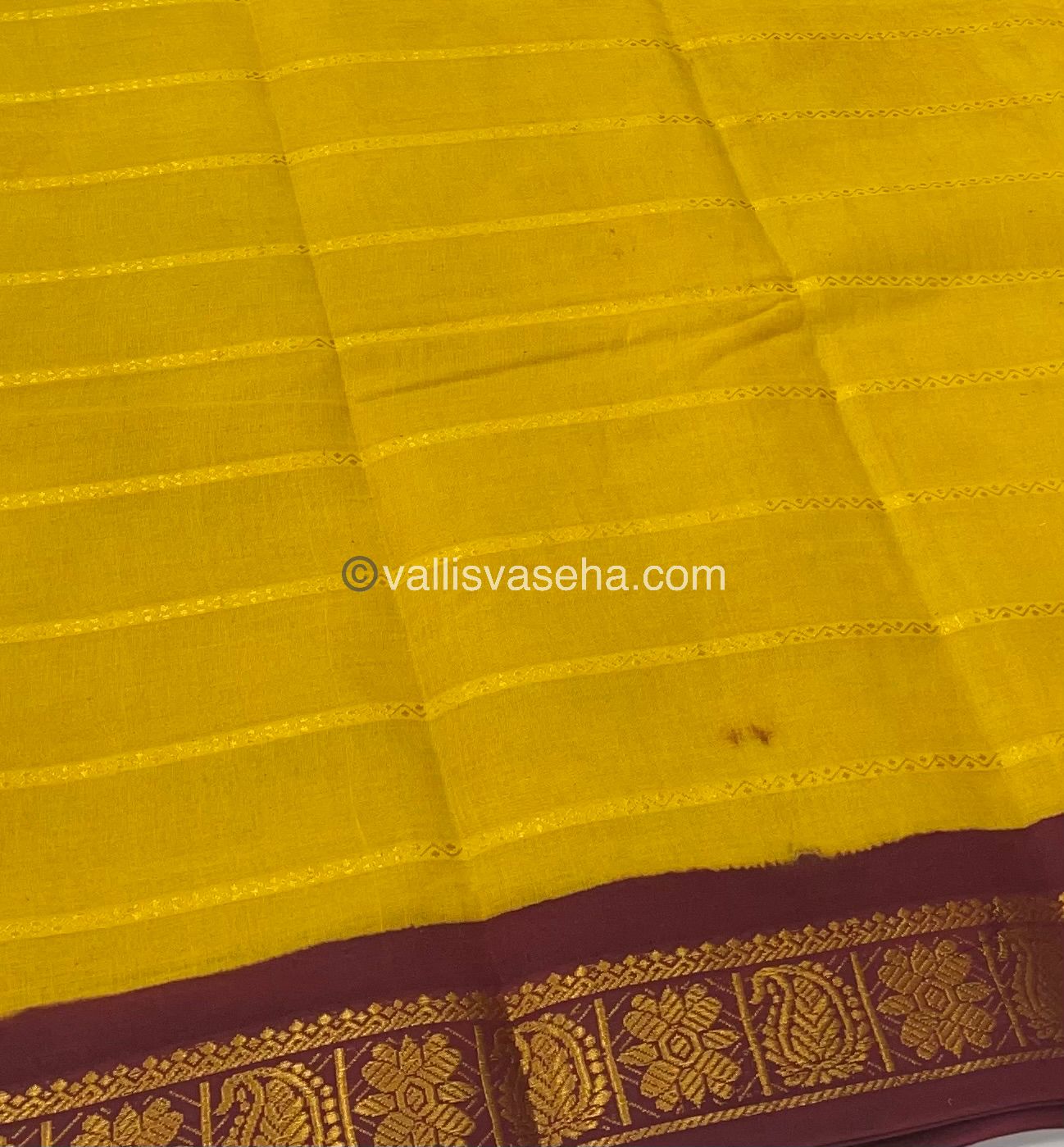 Sungudi Cotton Saree | Velthari Design - Yellow with Maroon Shade - VVSCV001