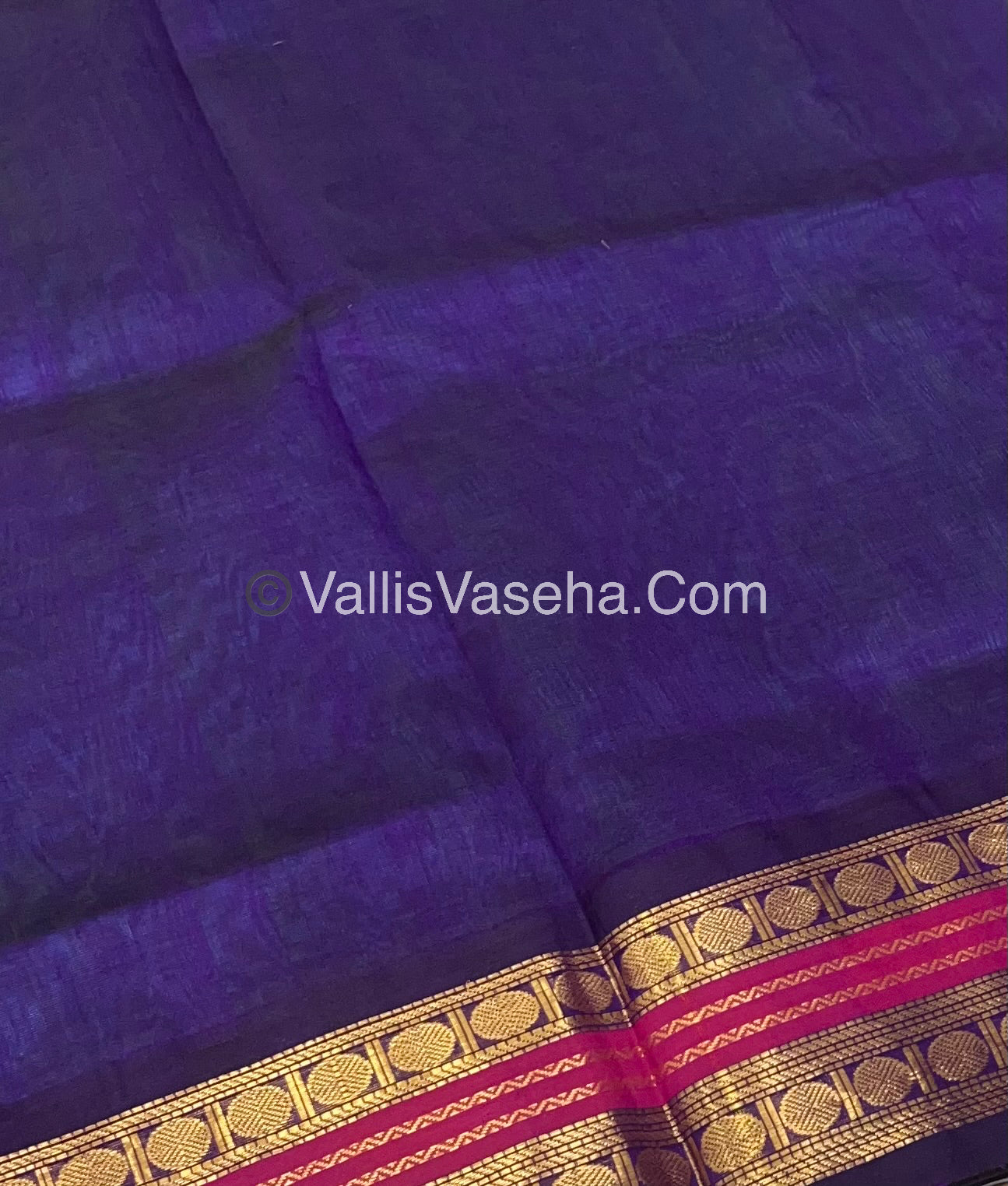Pure Korvai Silk Cotton Saree - Turquoise Blue with Purple - VVKSC004