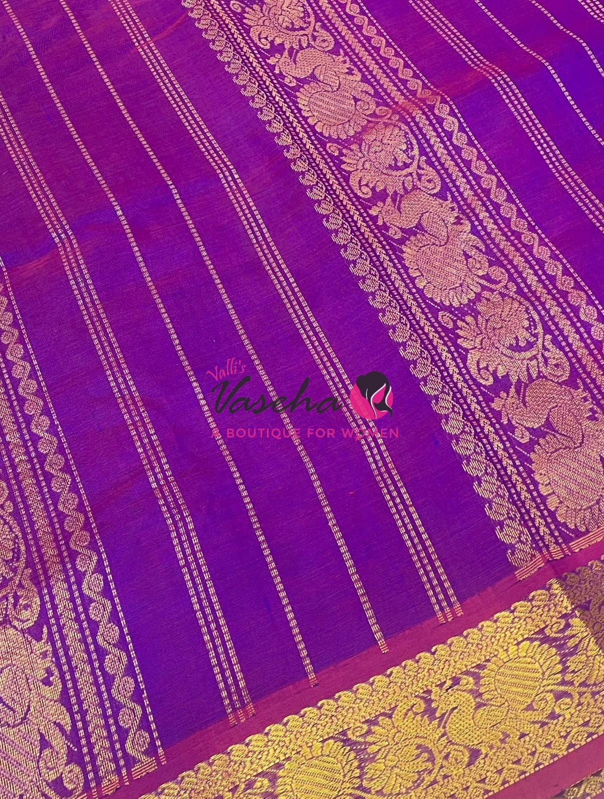 10 yards - Pure Silk Cotton - Turquoise Blue & Purplish Pink - VVTYSC002