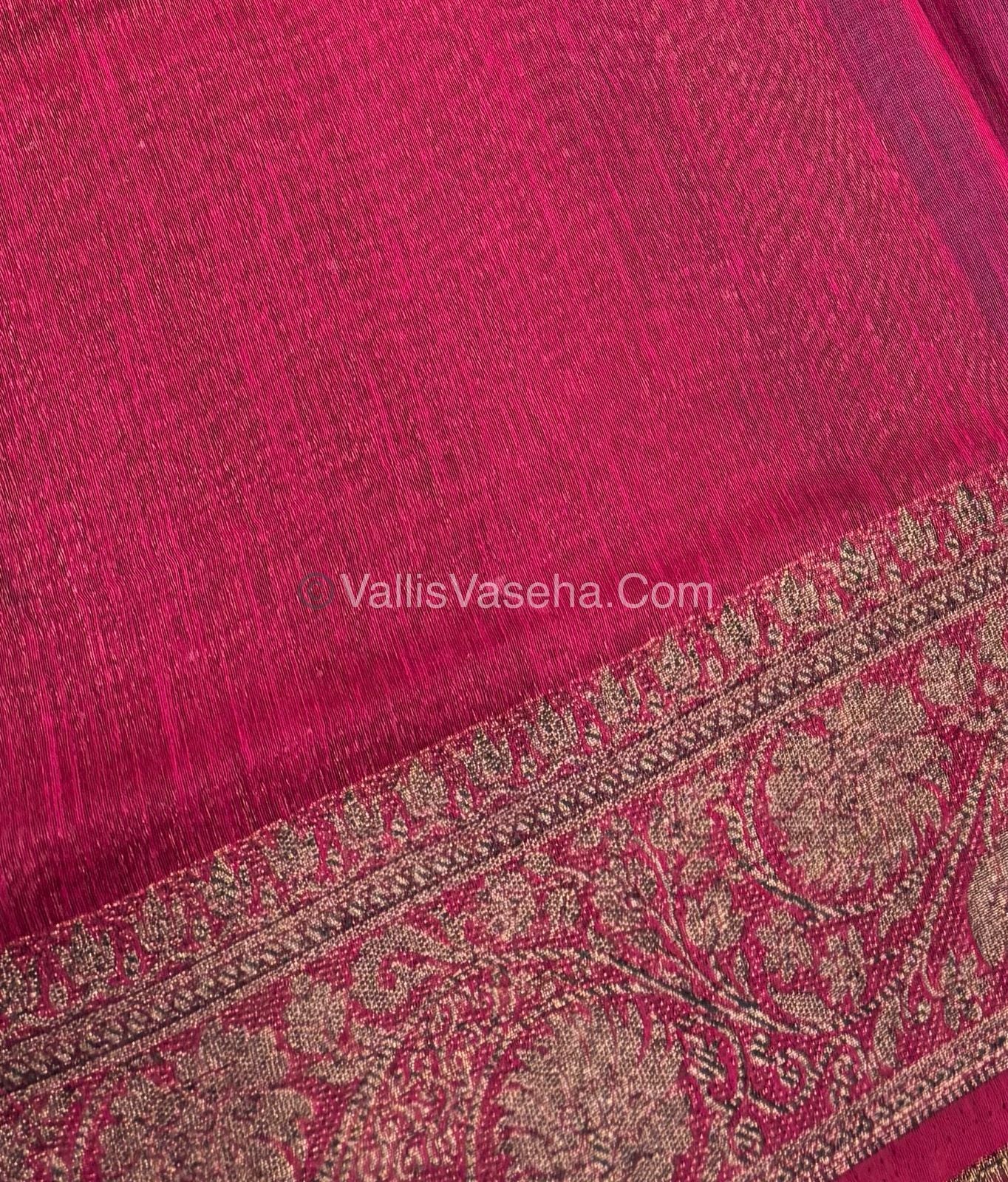 Bamboo Silk Saree - Blue With Pink Shade - VVBSS007
