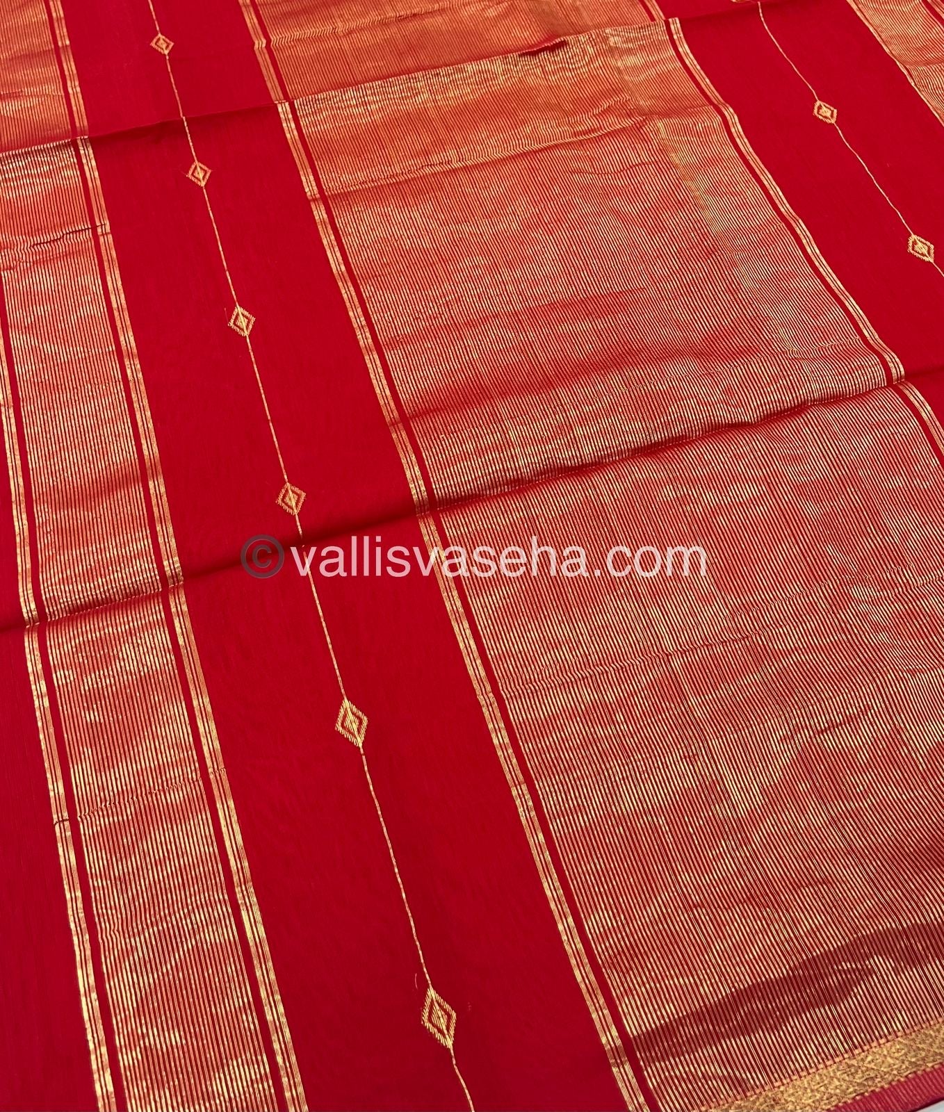 Pure Maheshwari Silk Cotton Saree - Double tone Red Color - VVMSC001