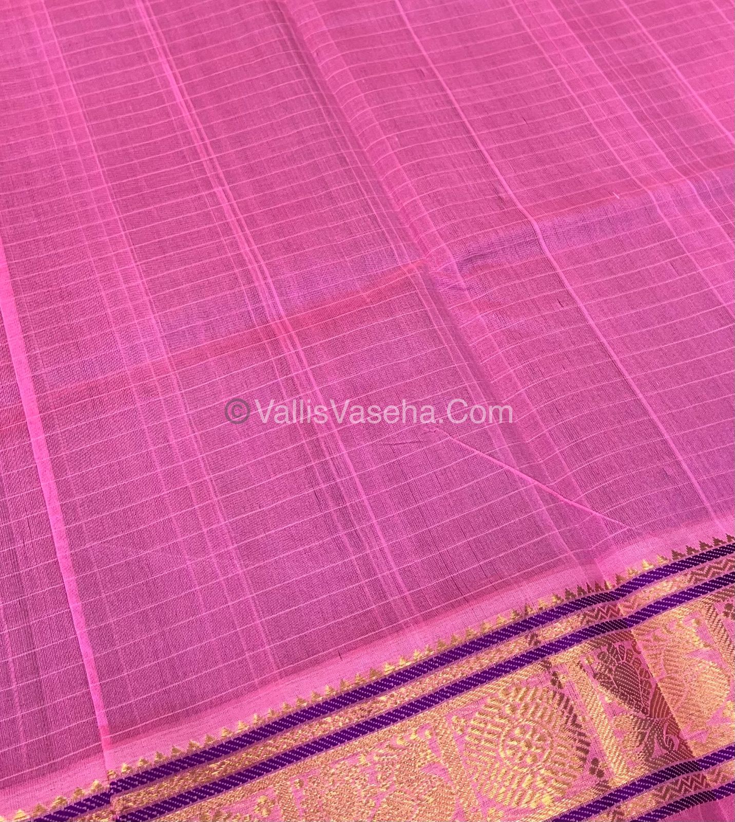 Pure Silk Cotton Saree - Winish Brown With Pink Shade - Lakshadeepam Design - VVPLD001