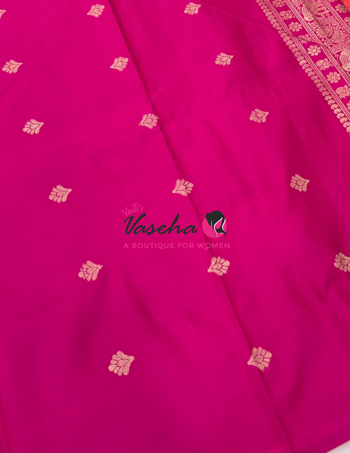 Semi Soft Silk - Peachish Orange With Pink - VVSSS038