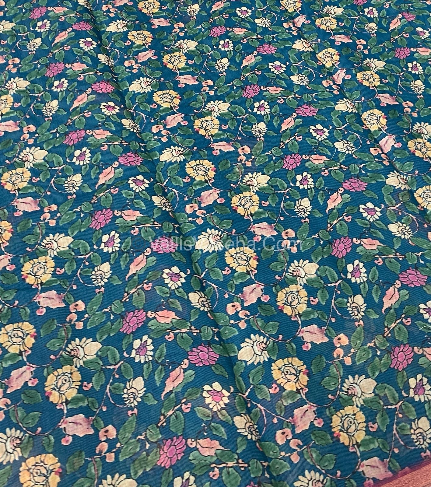 Semi Chanderi Saree - Blue Shade - VVSCS004