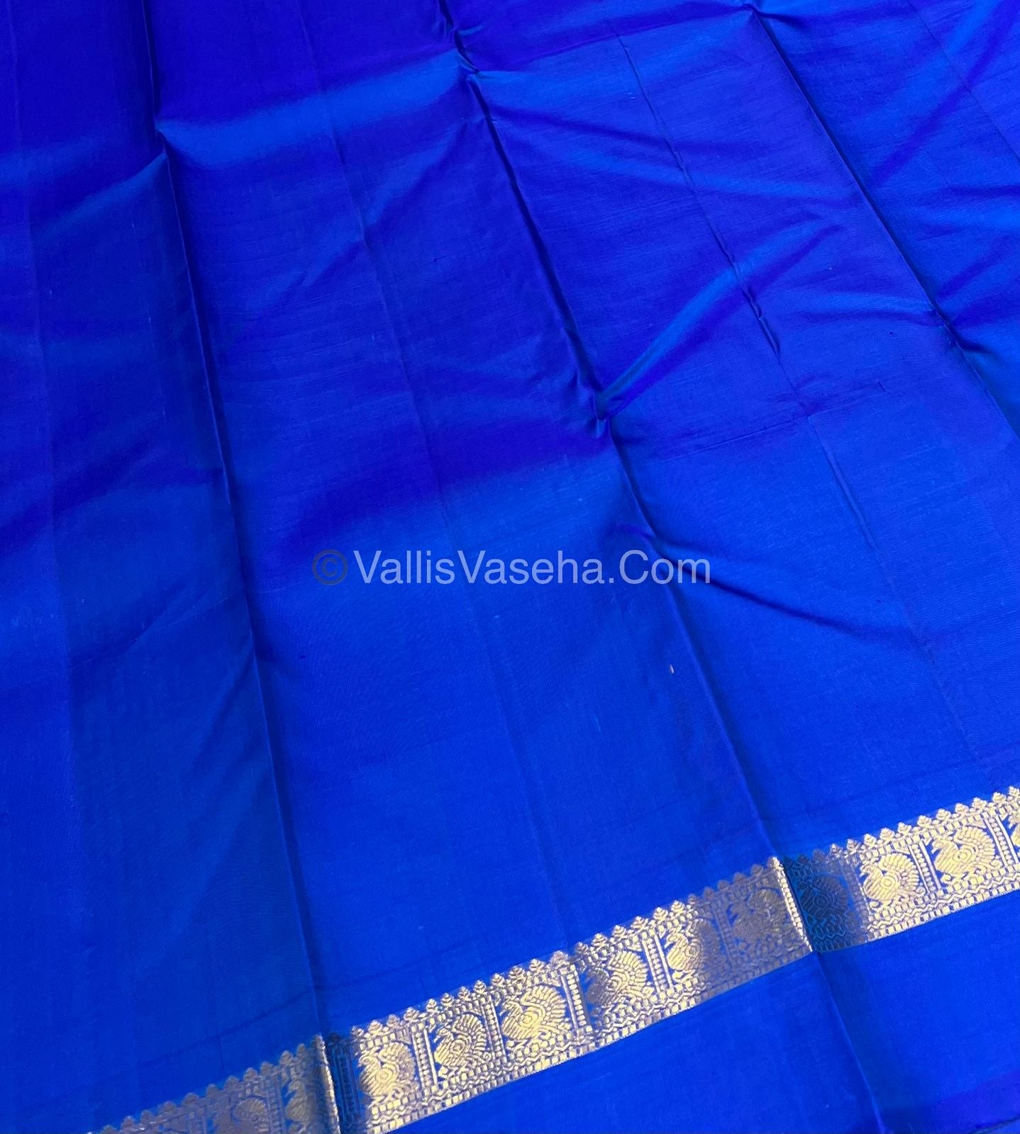 Pure Kanchipuram Silk Saree - Double Tone Teal Yellow with Blue Combo - VVPS011