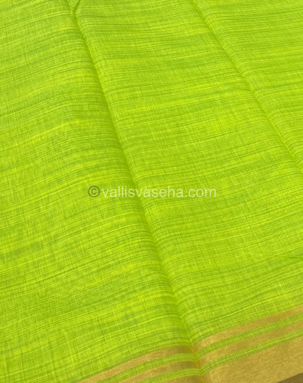 Mixed Cotton Saree | Neon Green And Blue| Happy sale | 30% less - VVHS005