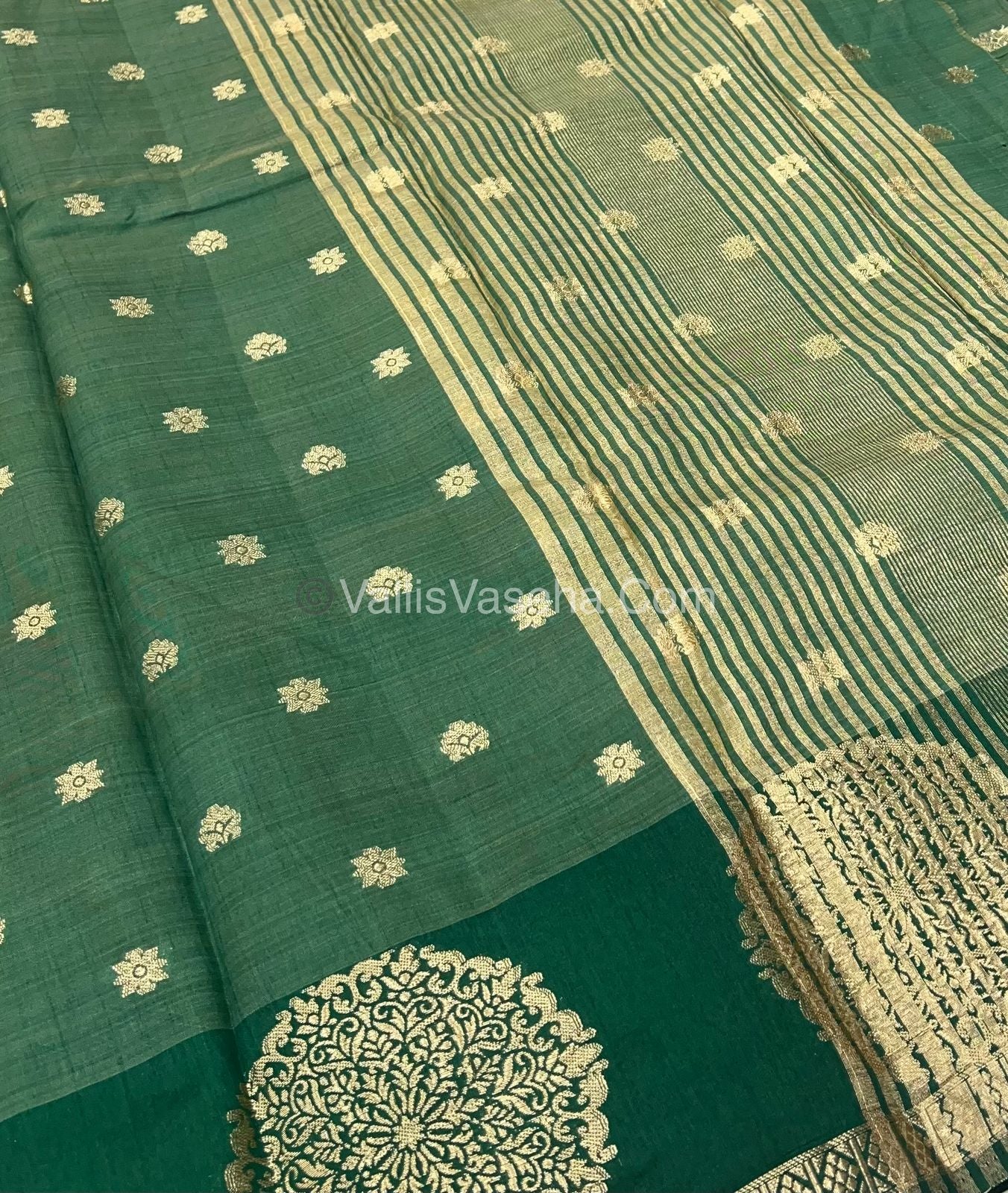 Semi Tussar Silk Saree - Green shade - VVSTS035