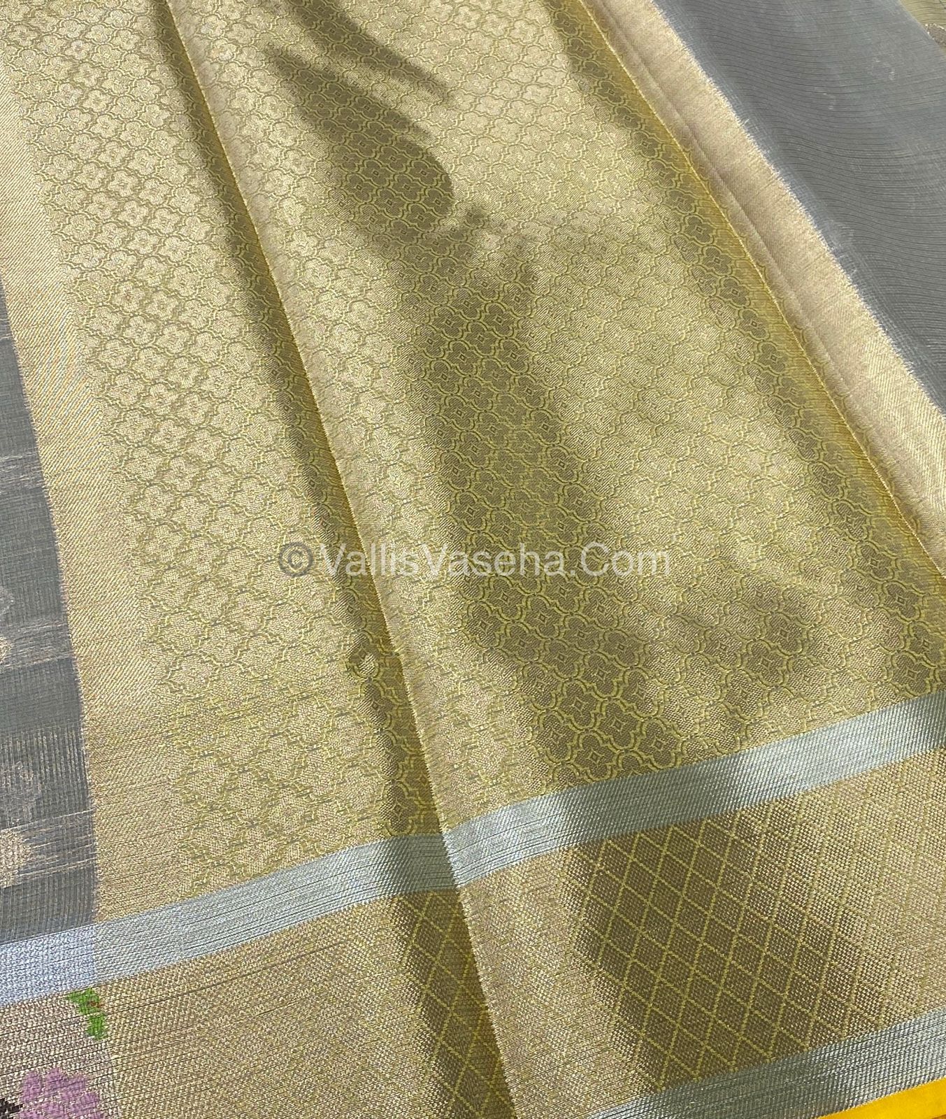 Kota Saree - Paithani Border - Grey with Yellow - VVKPS001