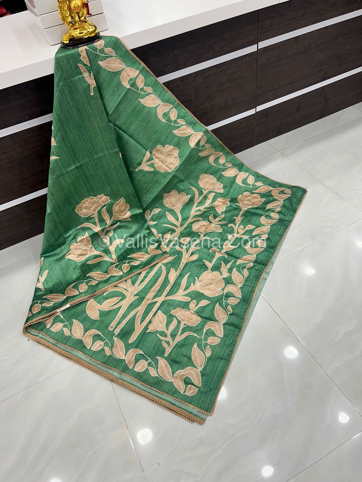 Semi Raw Silk with embroidery work - VVSRS001