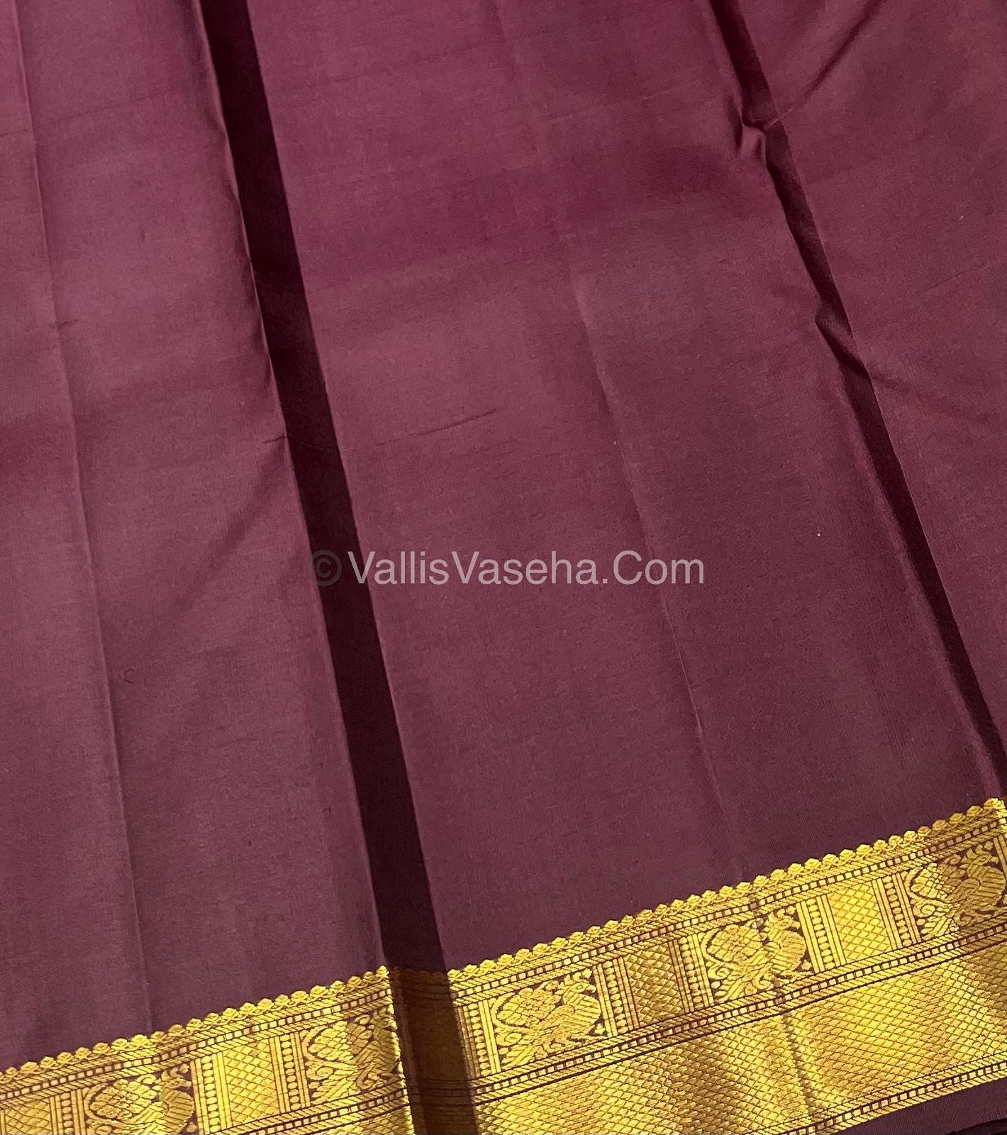 Pure Kanchipuram Silk Saree - Rust Orange With Wine Brown Shade - VVPS022