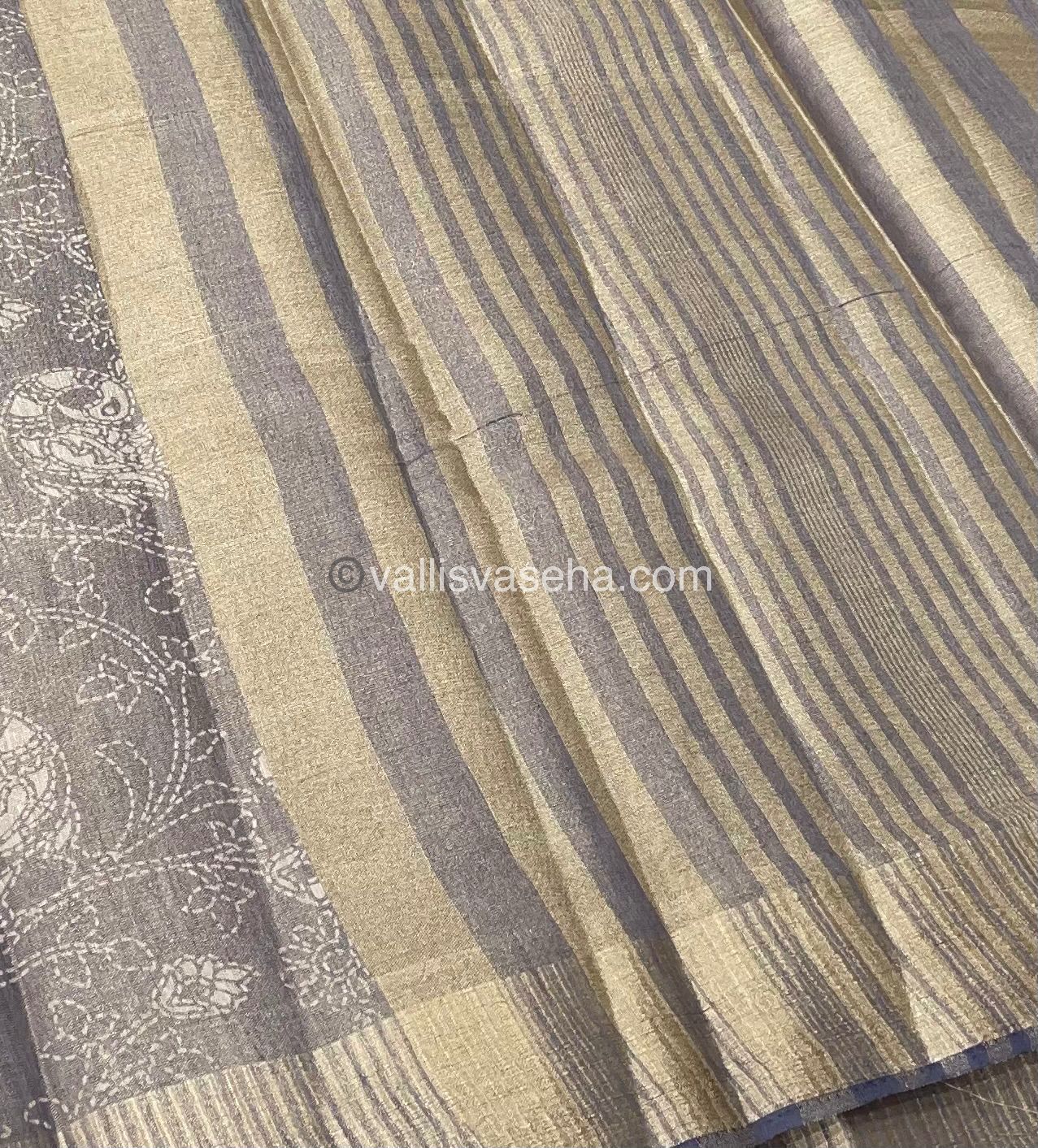 Semi Tussar Silk - Grey Shade - VVSTS001