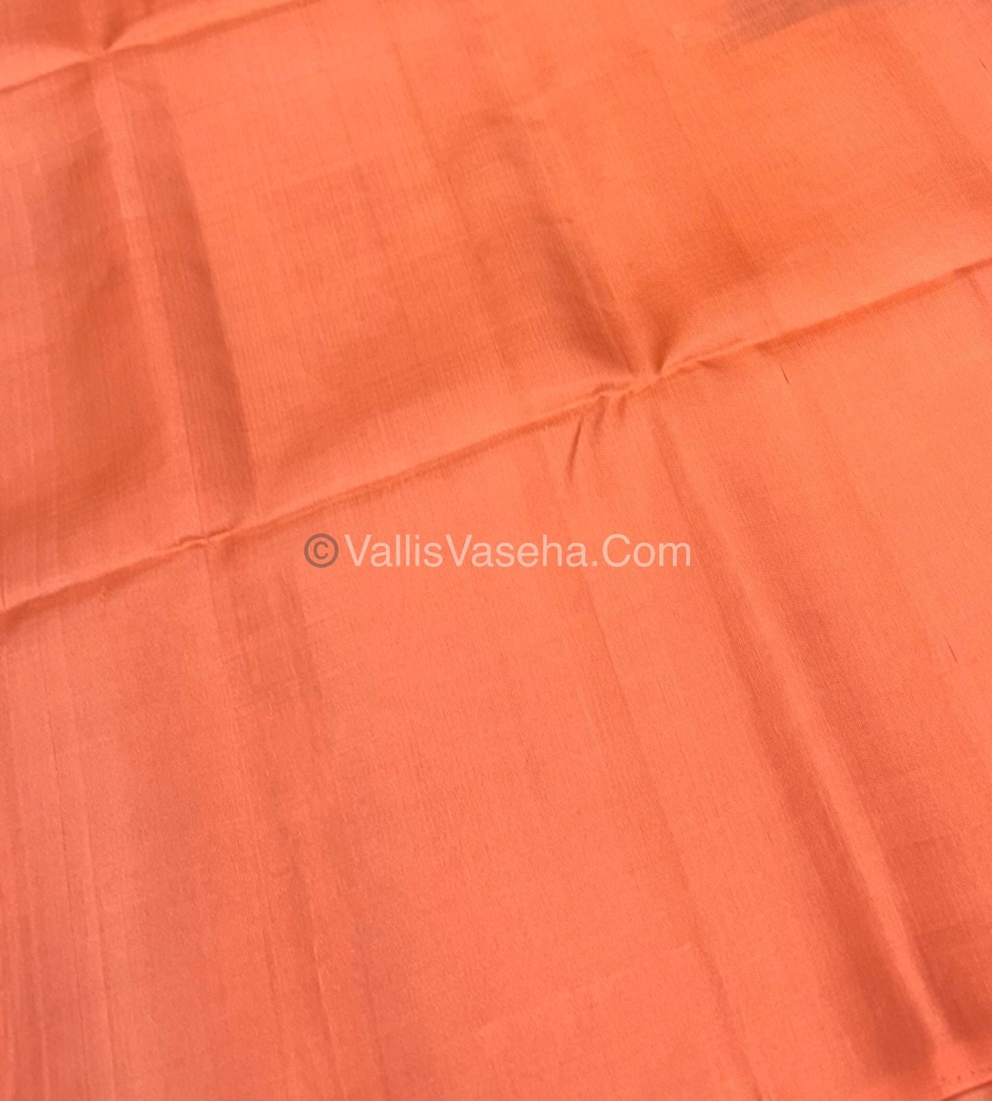 Pure Soft Silk Saree - Border Less - Blue With Peachish Orange Shade - VVPSS052