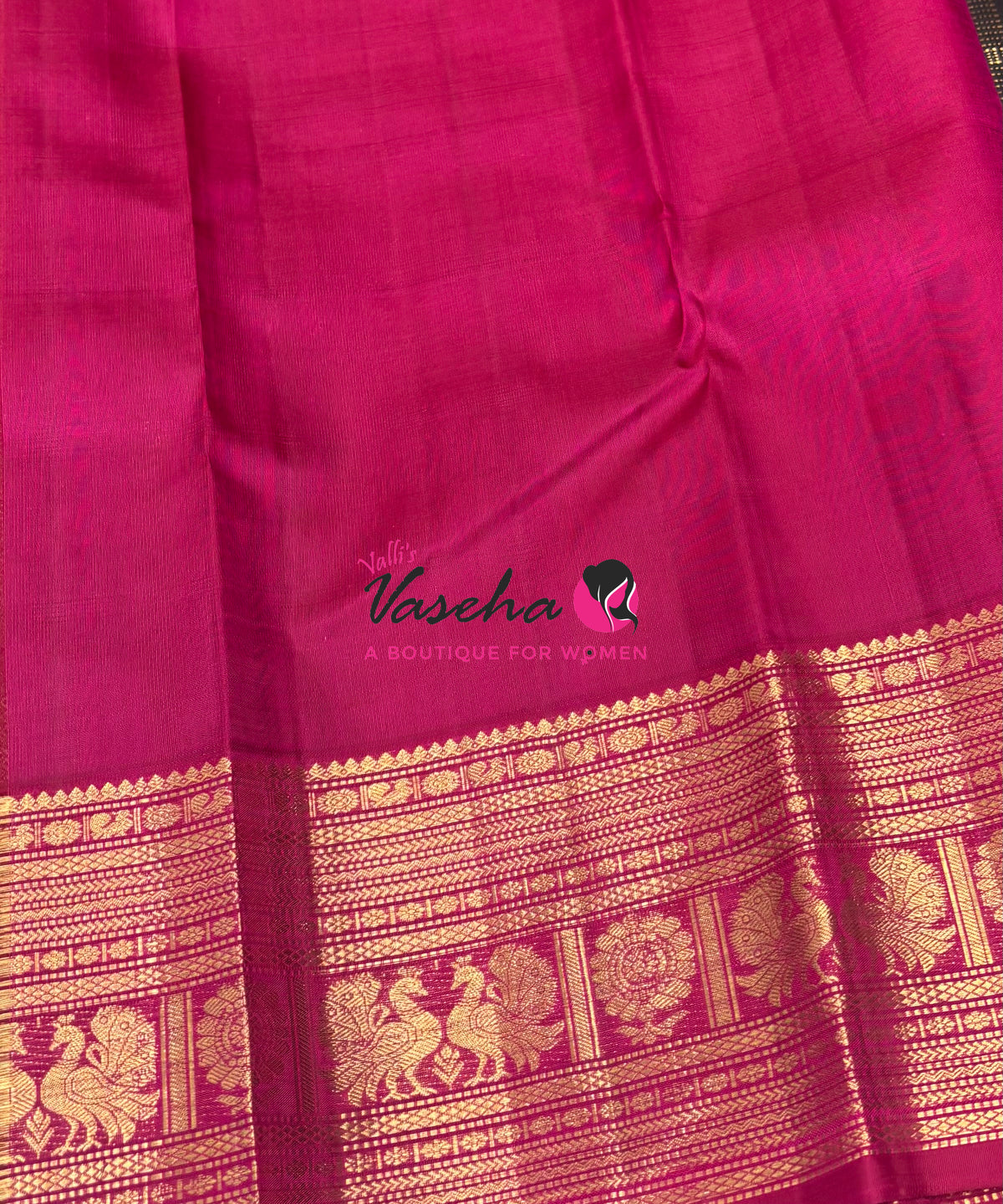 Pure Vintage Korvai Kanchipuram Silk Saree - Black & Pink Combo - VVPS021