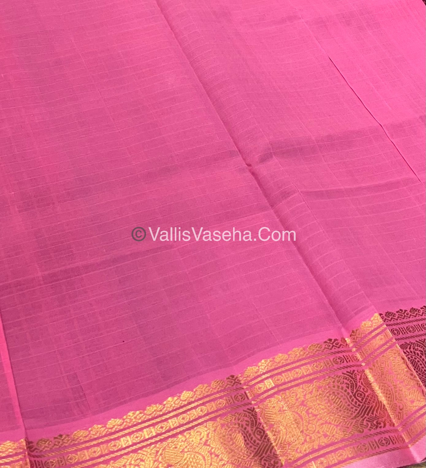 Pure Silk Cotton Saree - Maroon With Pink - Lakshadeepam Design - VVPLD001