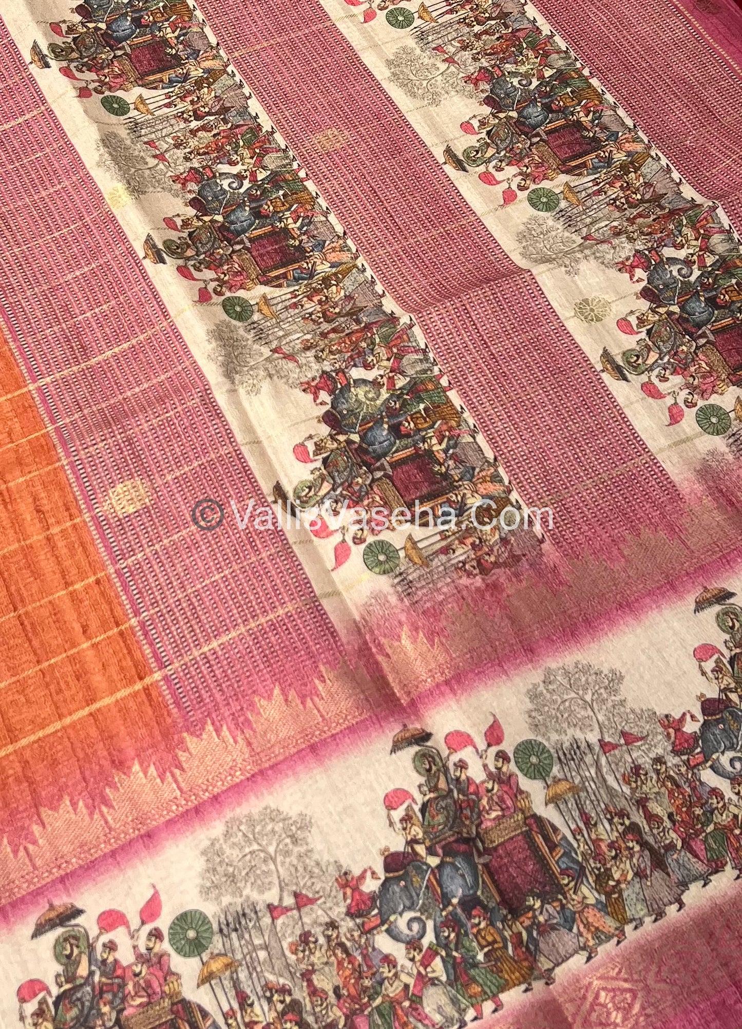 Semi Chanderi Saree - checks pattern - VVSCS004