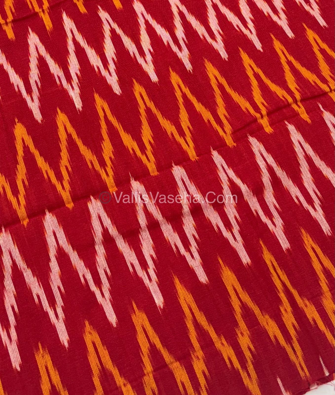 Double Ikkat Pure Cotton Saree - Purple With Red - VVIKS002
