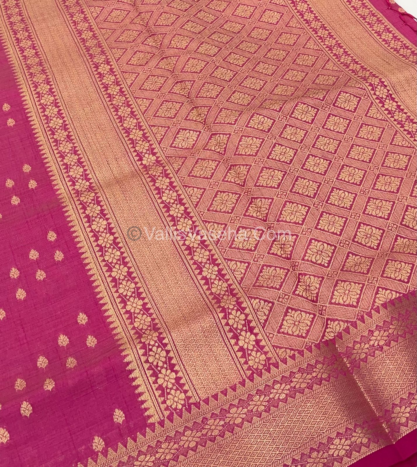 Semi Tussar Silk - Grand Pallu - Pink Shade - VVSTS017