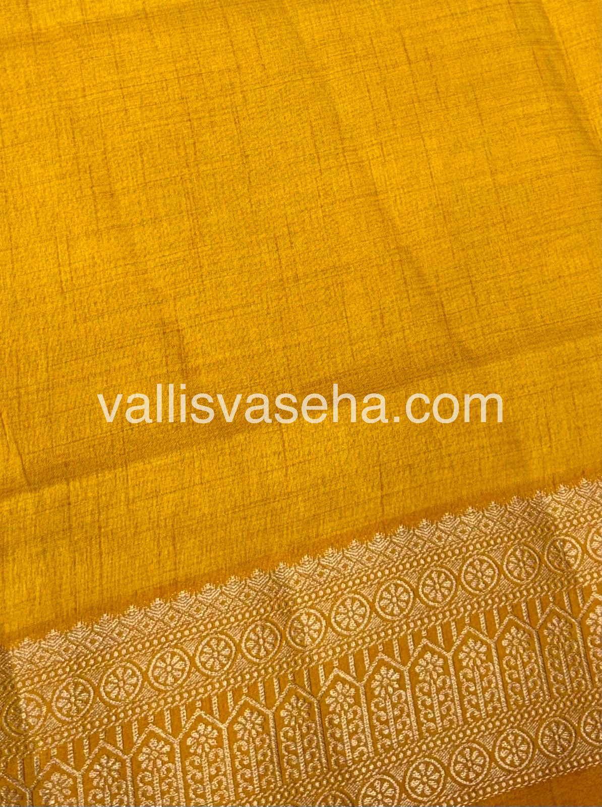 Semi Tussar Silk - Grand Pallu - Yellow Shade - VVSTS031