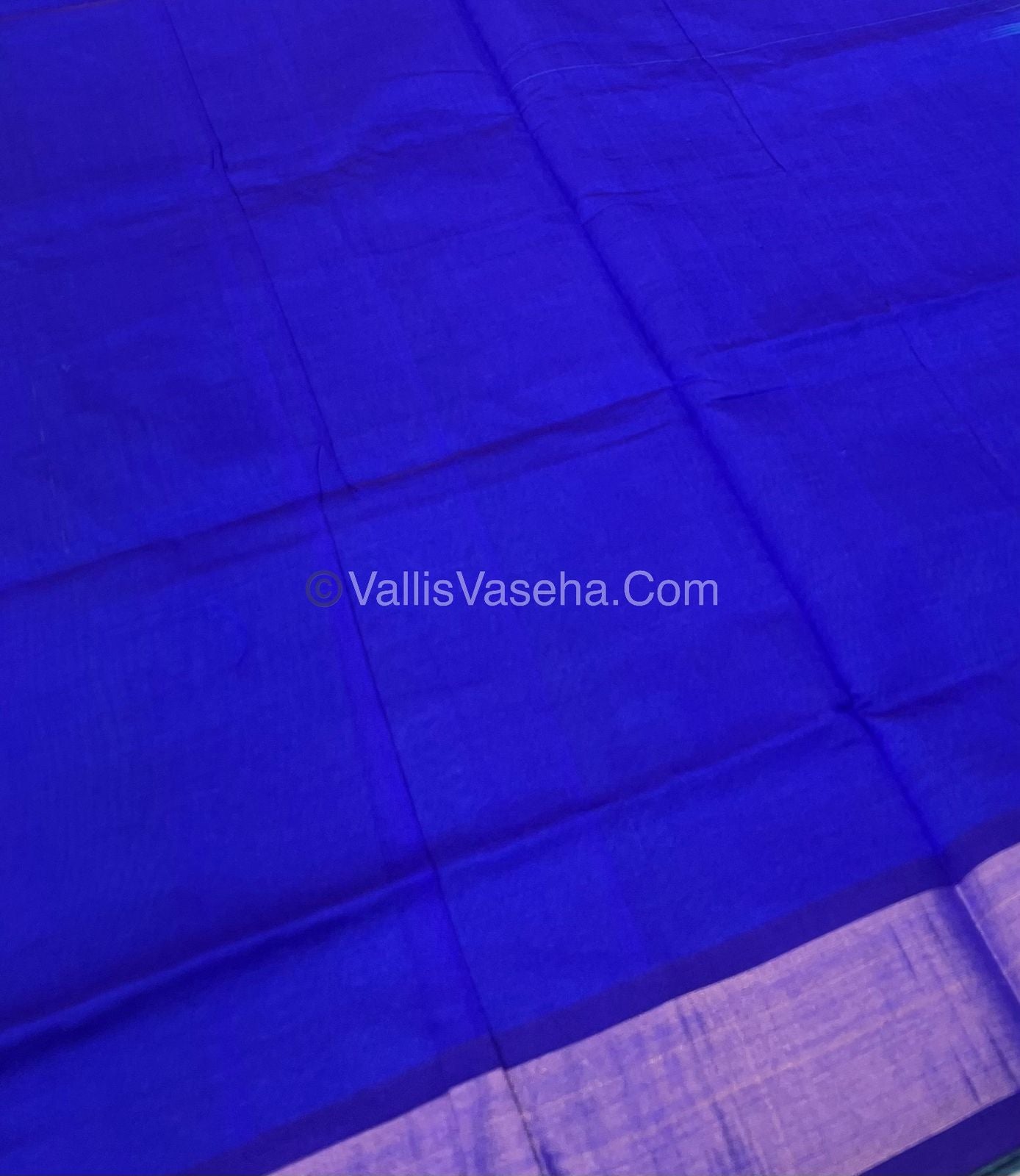 Semi Silk Cotton Saree - Blue & Blue Combo - VVSSC001