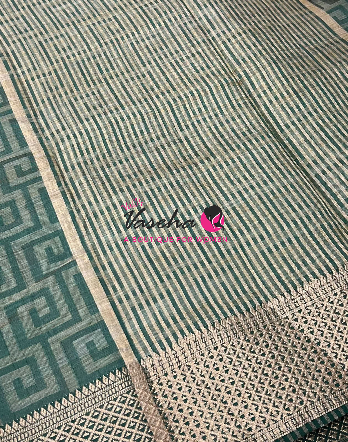 Semi Tussar Silk Saree | Green Shade |VVSTS058