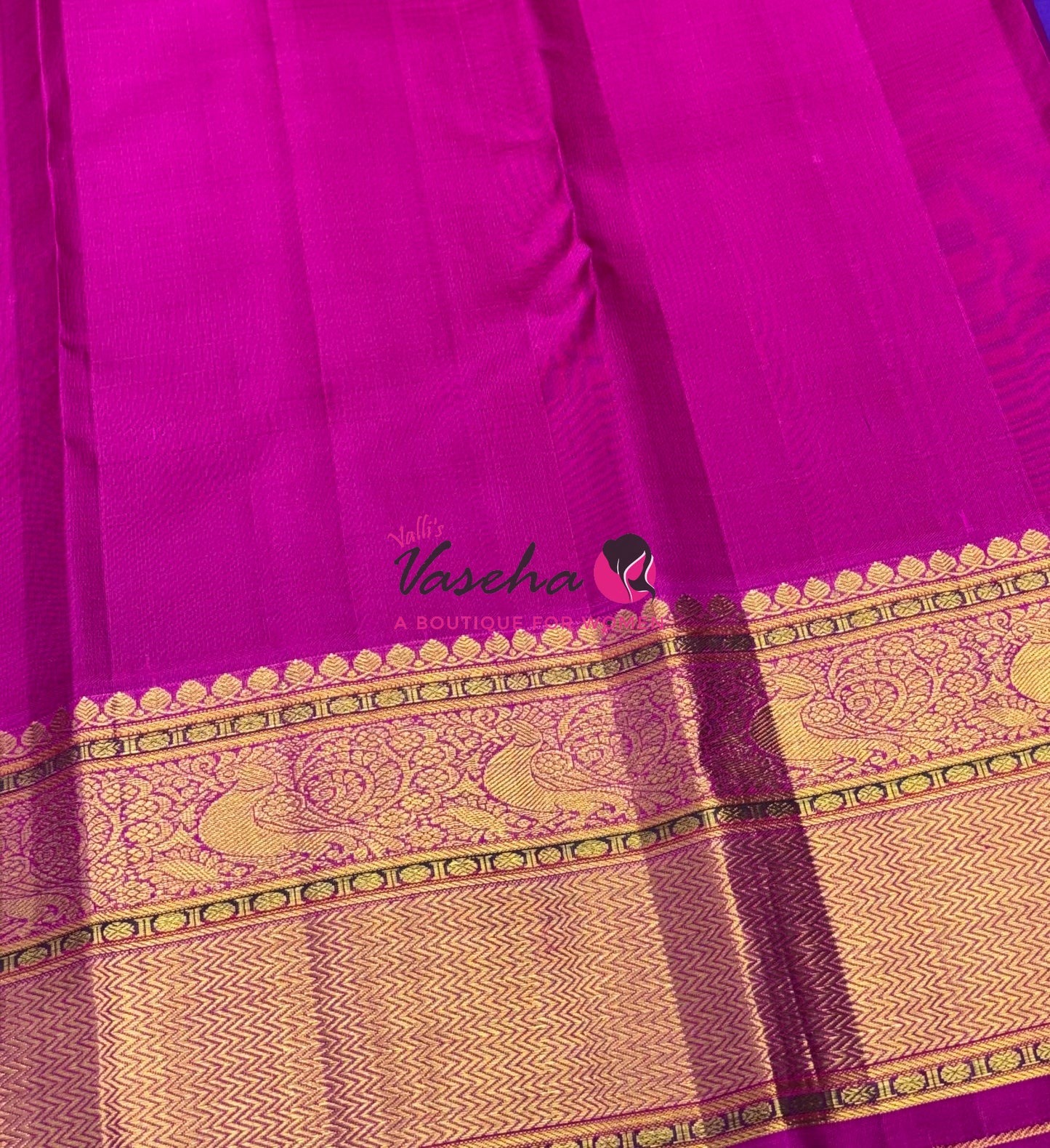 Pure Vintage Korvai Kanchipuram Silk Saree - Purple With Pink - VVPS064