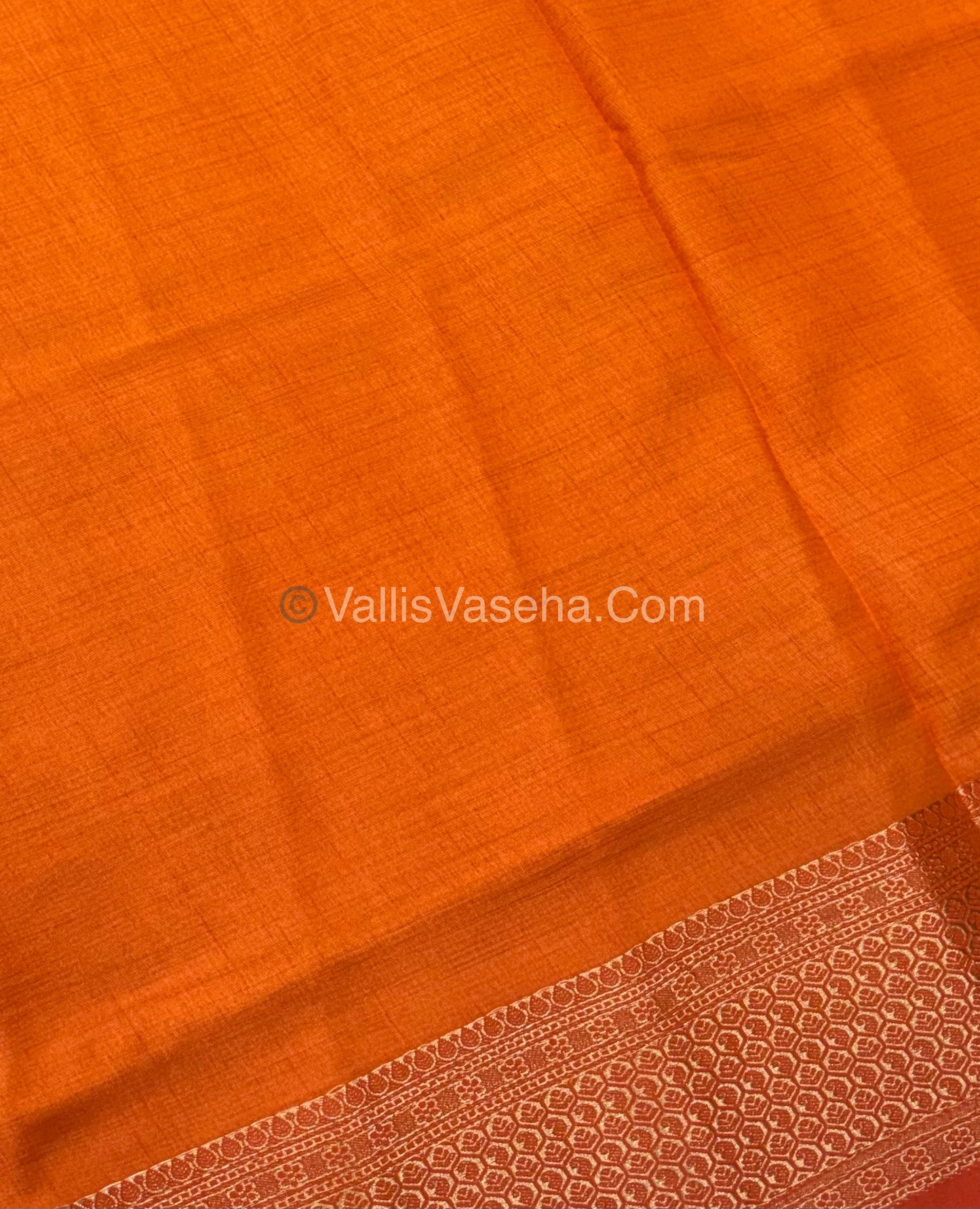 Semi Tussar Silk - Grand Pallu - orange Shade - VVSTS021