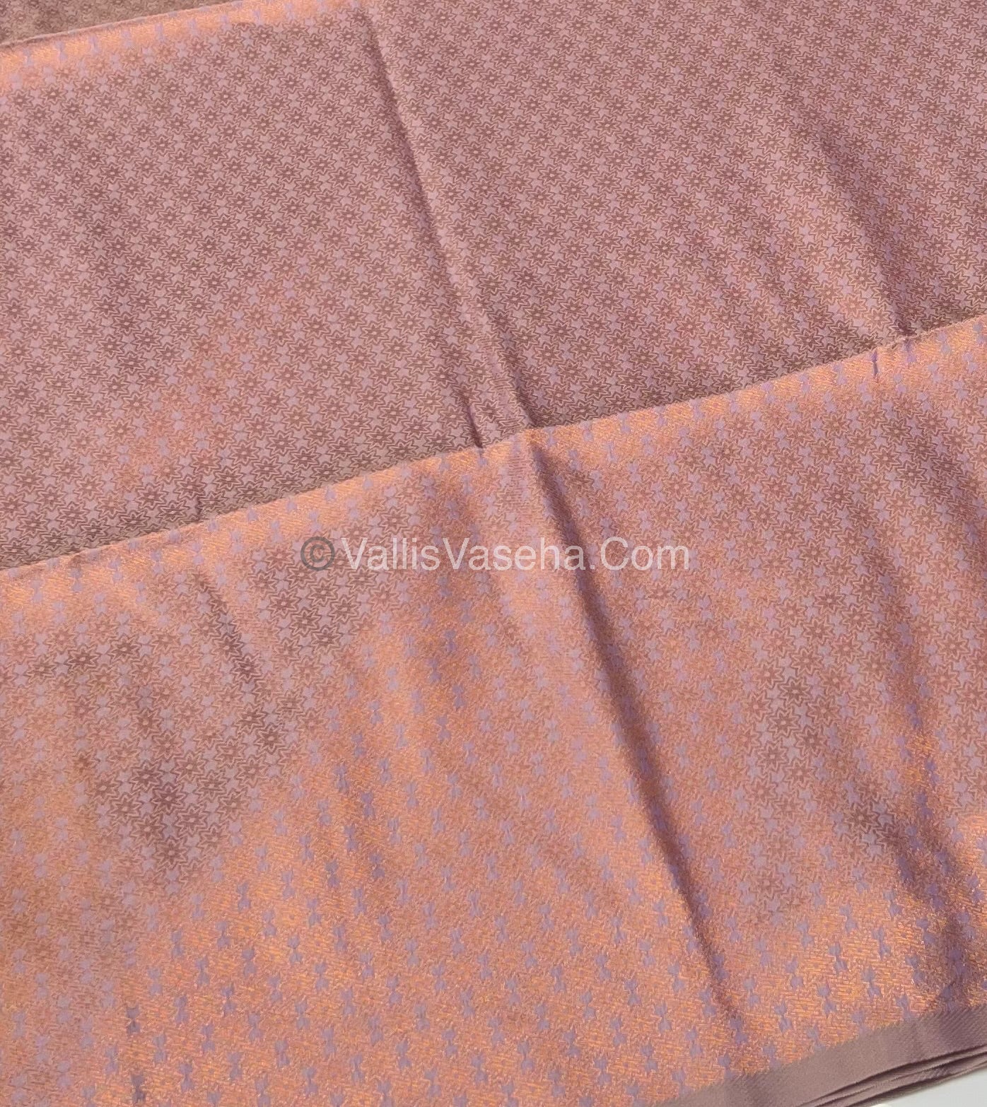 Semi Soft Silk - Border Butta - Lavender Cream Shade -VVSSS010