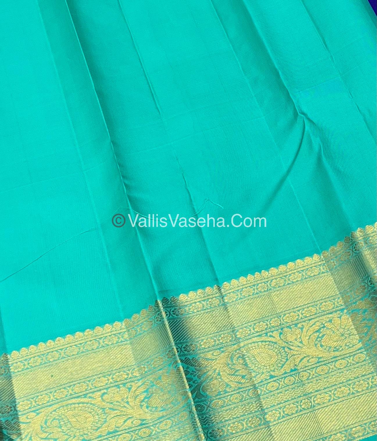 Pure Kanchipuram Silk Saree - Blue & Teal Green - VVPS014