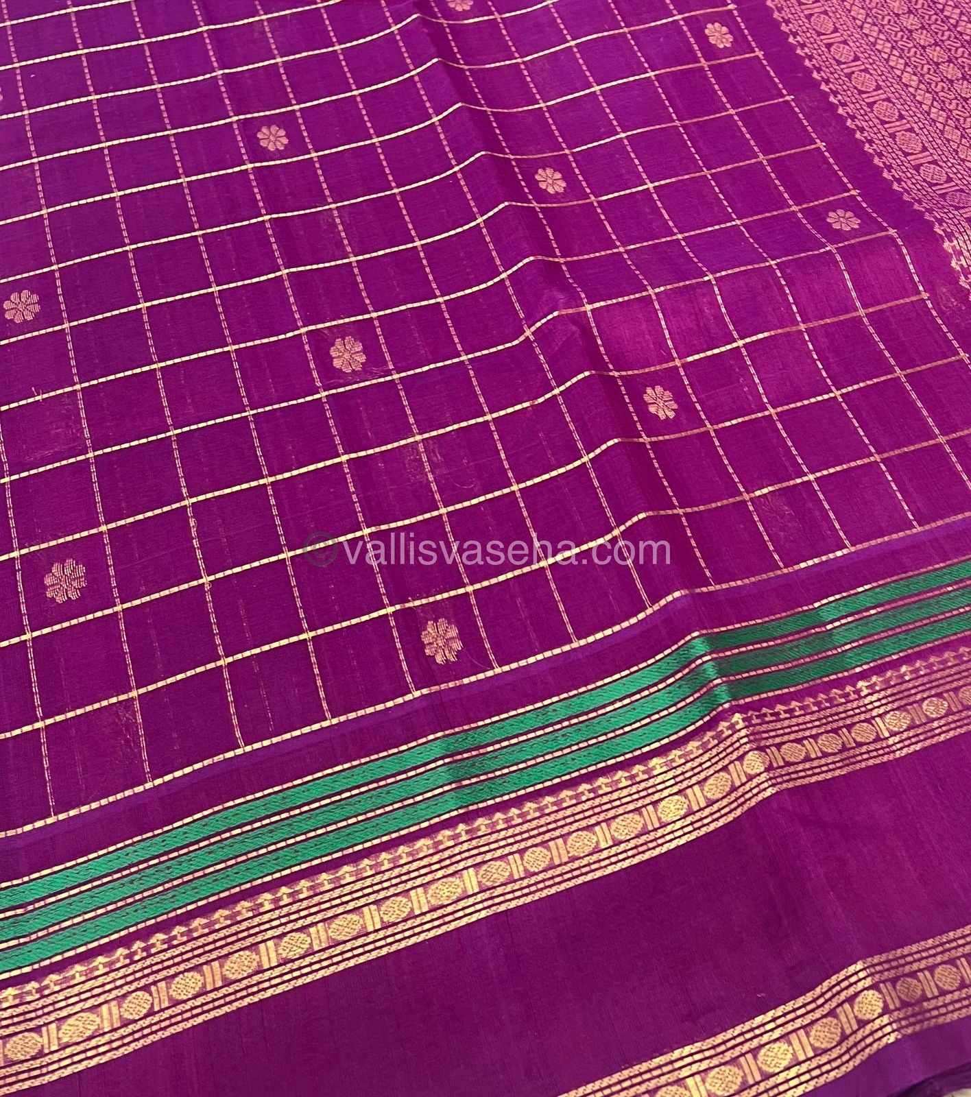 Pure Silk Cotton Saree - Retta Petta Border - Dark Purple Shade - VVPSC001