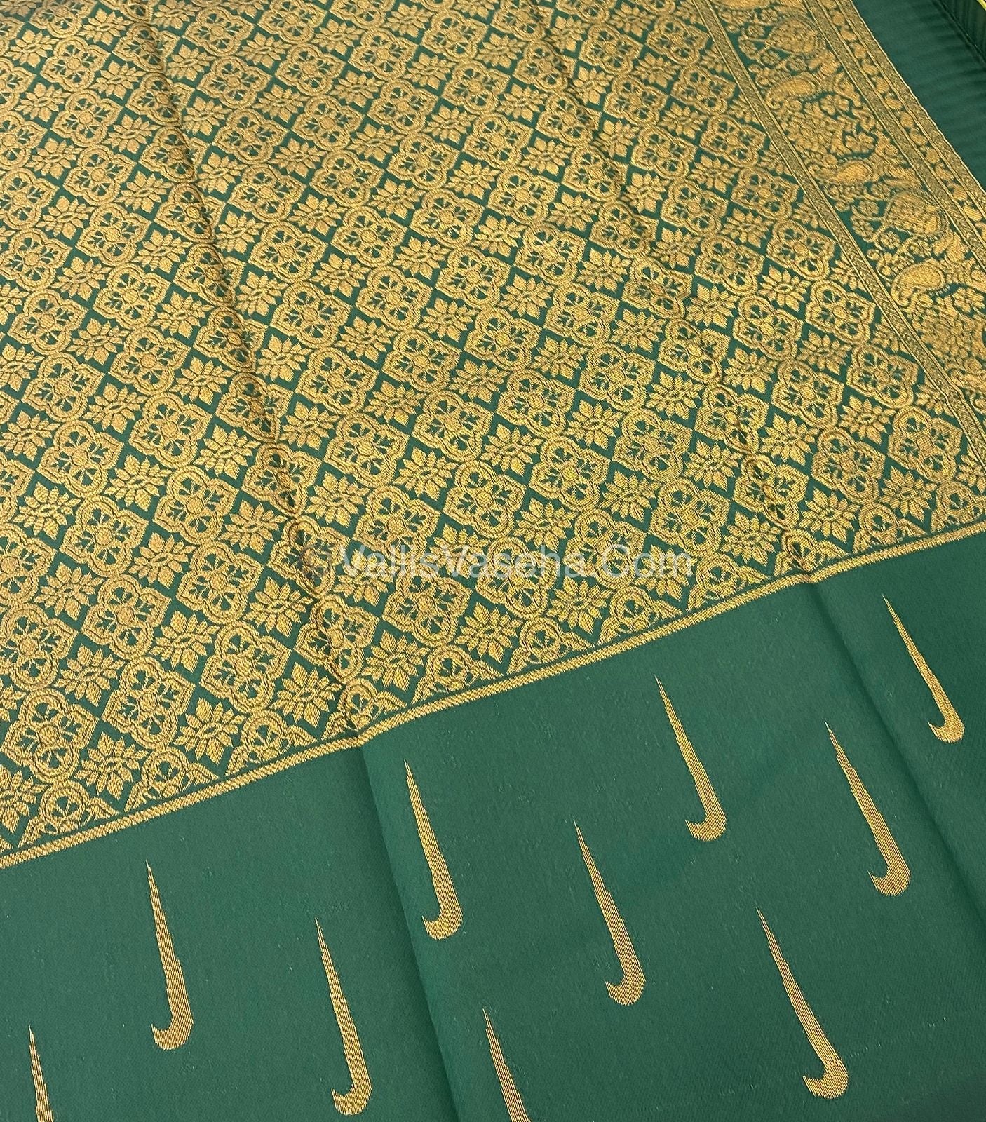 Kanchi Semi Silk - Yellow with Green VVKSS001