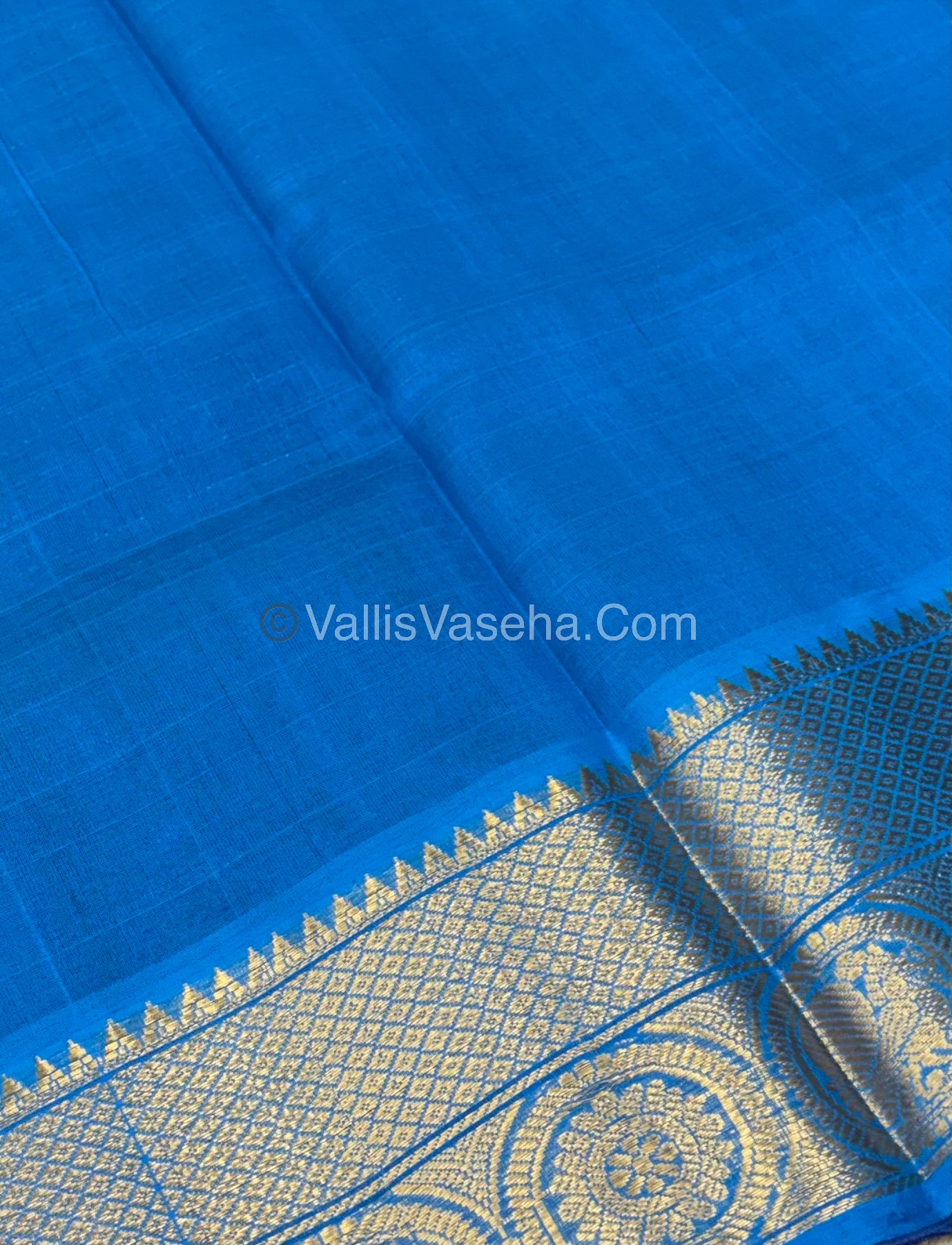 Pure Korvai Silk Cotton - Checks Pattern - Purple With Blue Shade - VVKSC033