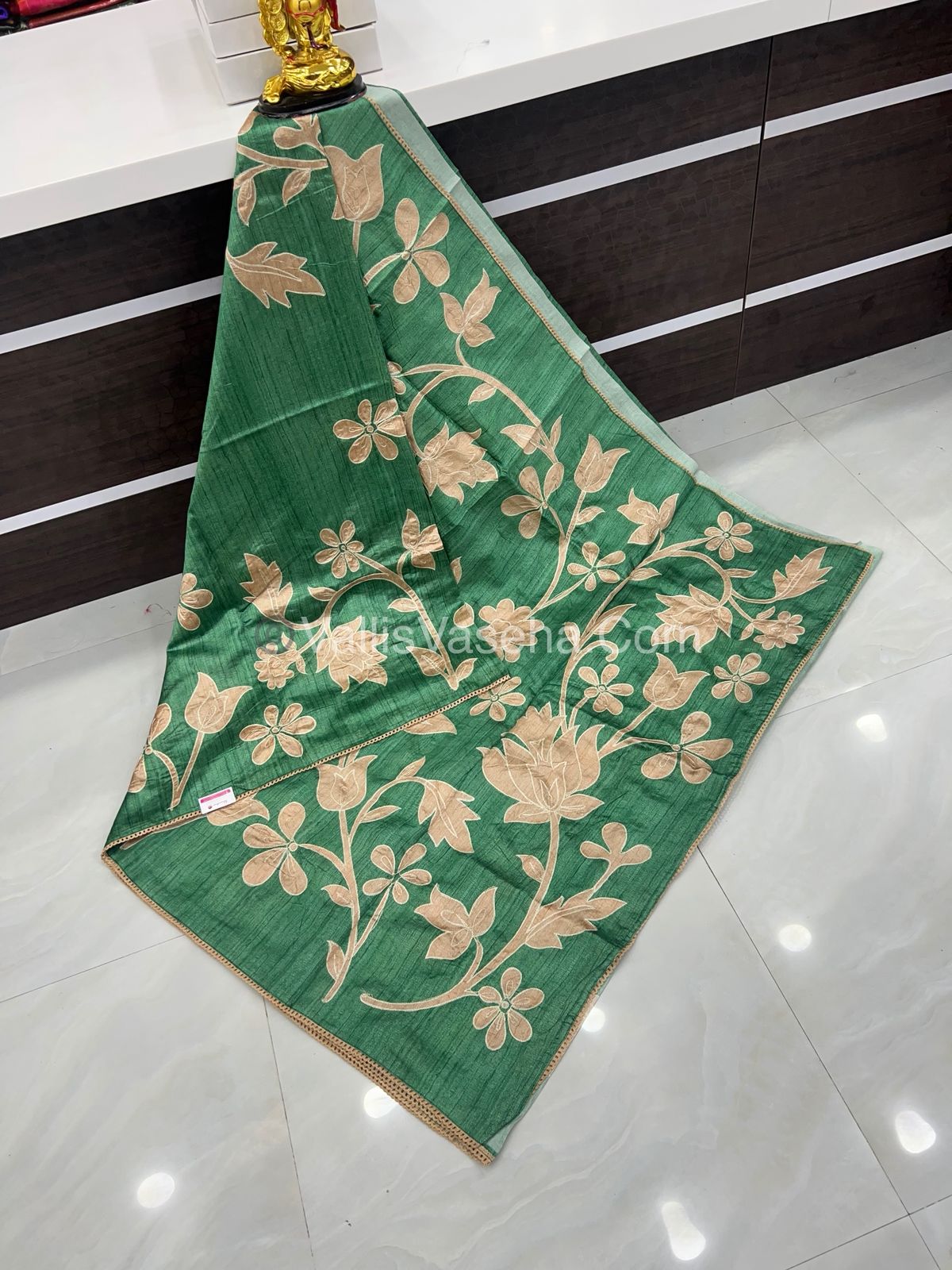 Semi Raw Silk with embroidery work - VVSRS001