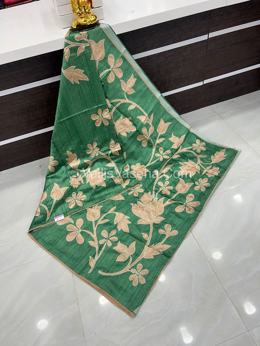 Semi Raw Silk with embroidery work - VVSRS001
