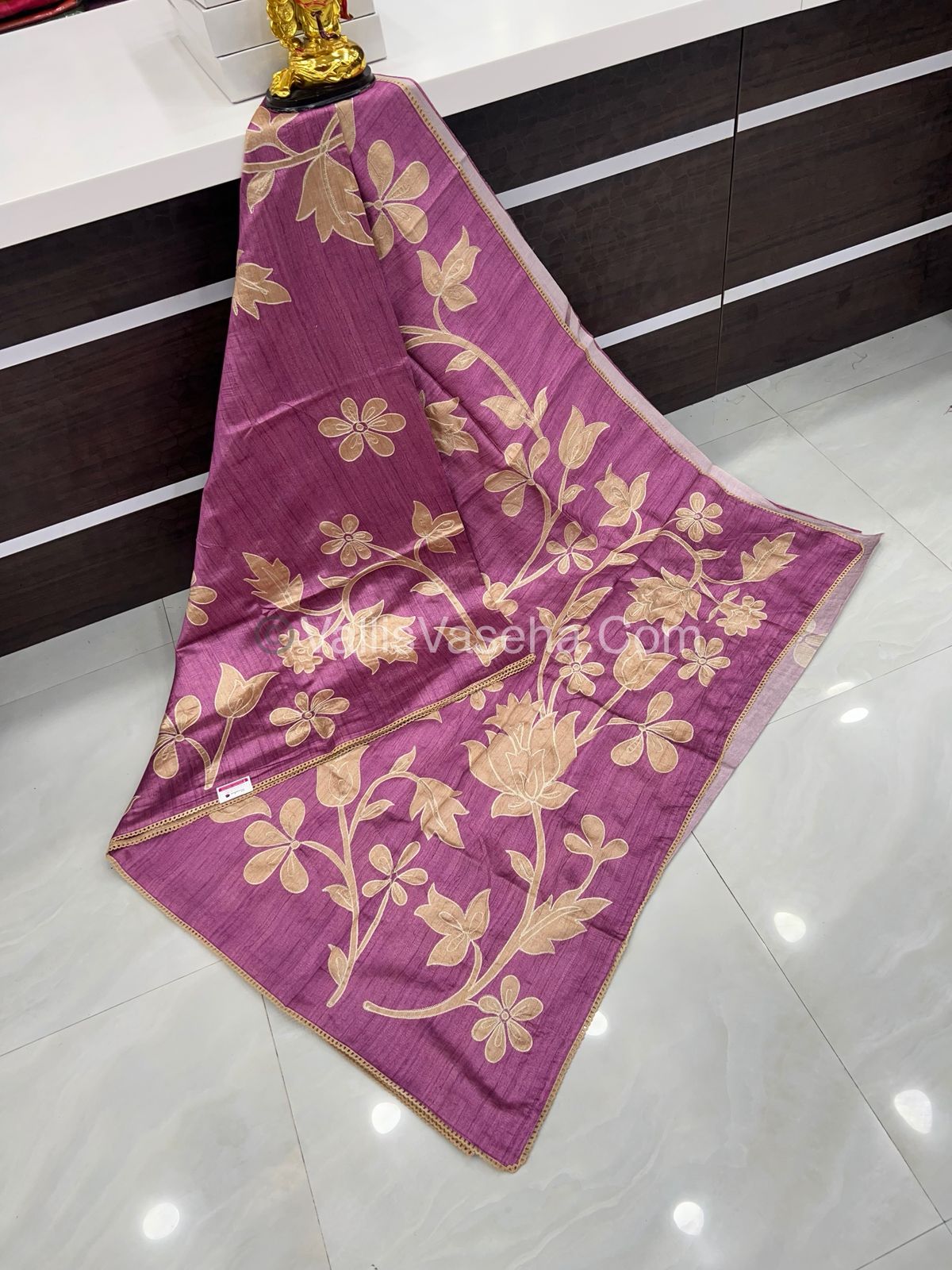 Semi Raw Silk with embroidery work - VVSRS001